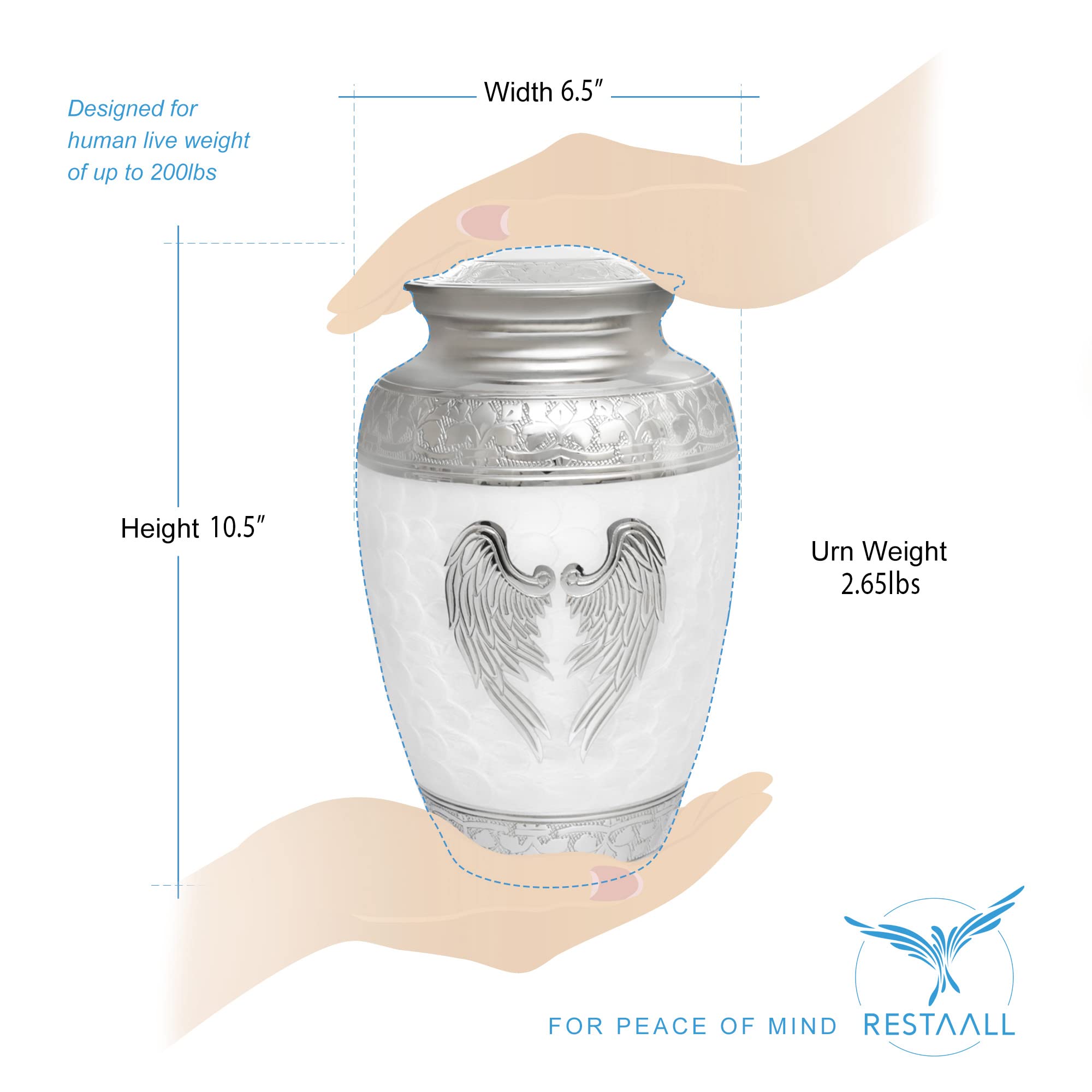 Elegant White Angel Wings Cremation Urn for Adults - Memorial Keepsake for Human Ashes | Perfect for Home Memorial Display, Funeral Services & Remembrance Ceremonies