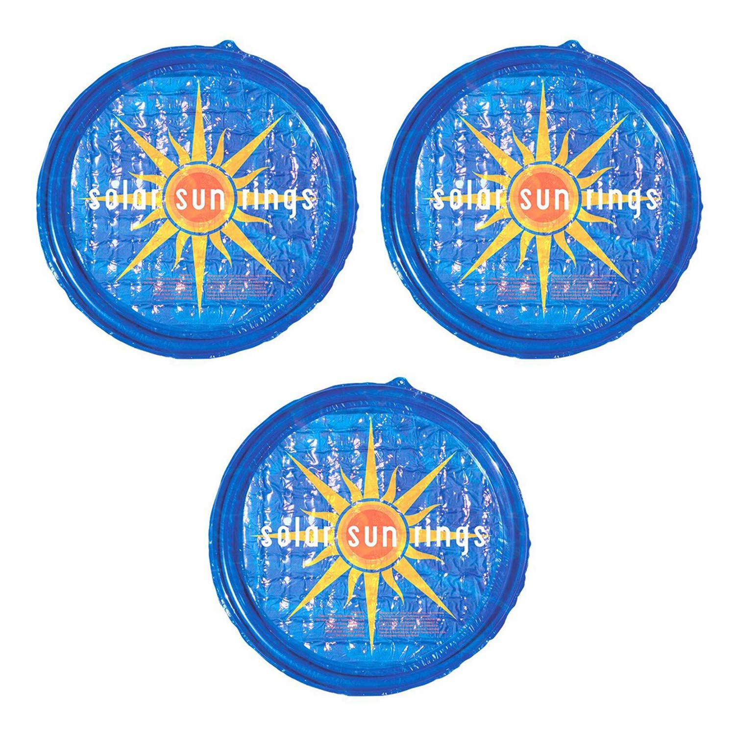 Solar Pool Heater - 3 Pack UV Resistant Solar Sun Rings for Above Ground & Inground Swimming Pools, Hot Tubs & Spas - Blue Circular Floating Solar Cover Accessories (Perfect for Energy-Efficient Pool Heating & Temperature Maintenance)