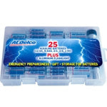 ACDelco Emergency Battery Kit - 25 Alkaline Batteries, 1 LED Flashlight & 1 Portable AM/FM Radio for Power Outages, Camping & Emergency Preparedness
