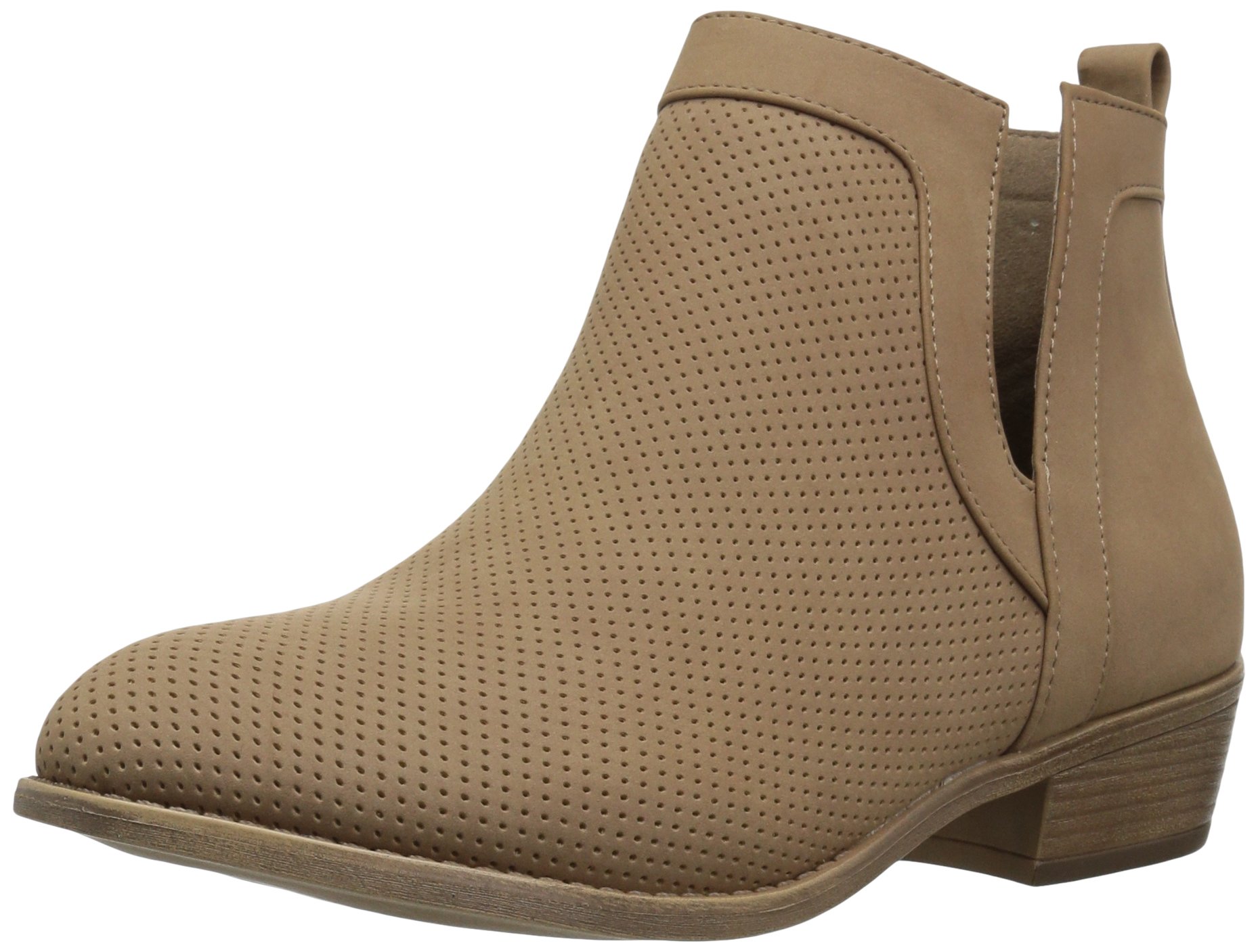 Brinley Co. Women's Faux Suede Cut-Out Pinhole Round Toe Ankle Boots - Stylish & Comfortable for Fall, Winter, and Casual Outfits