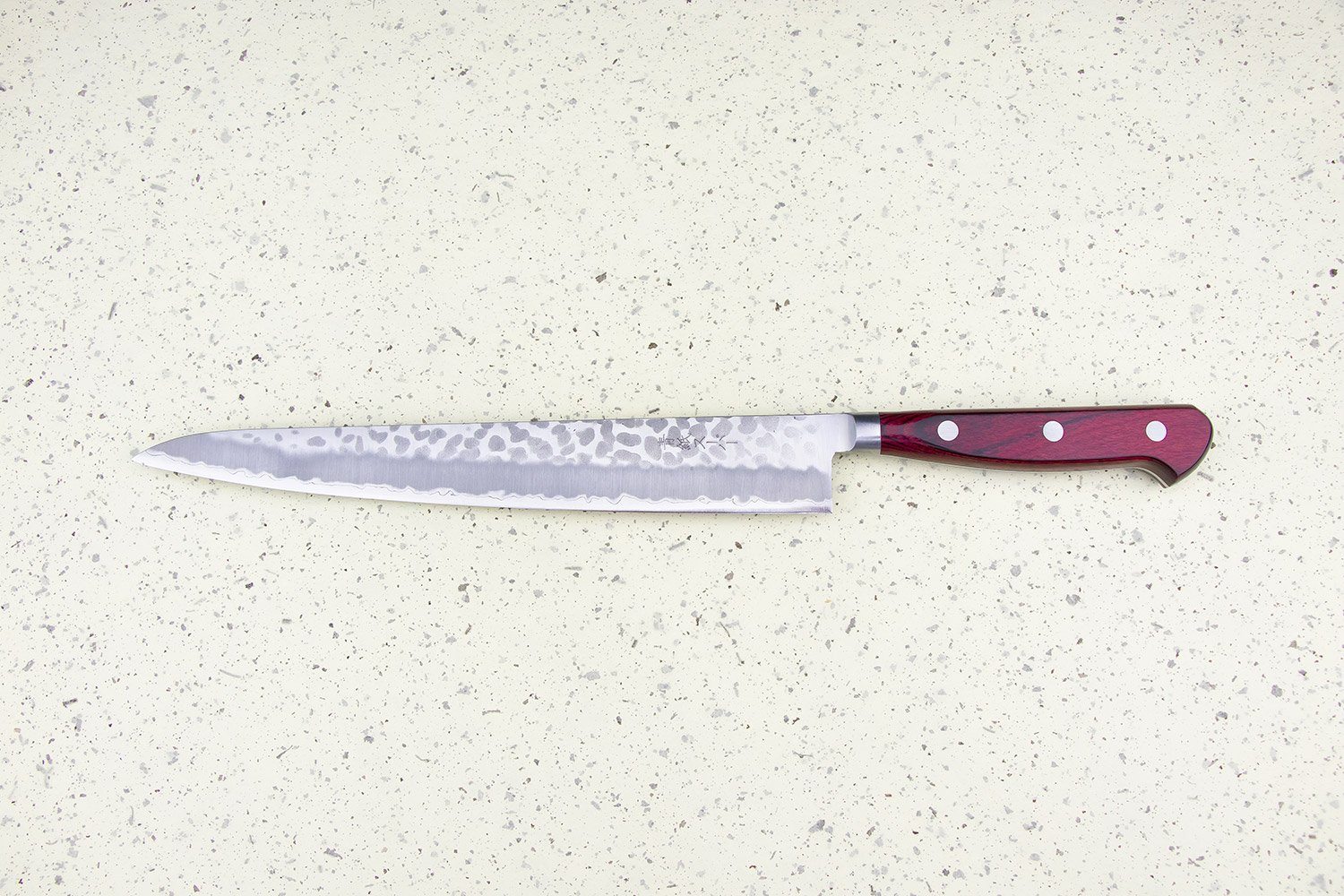 Premium Tsunehisa AS/S Shi Tsuchime Migaki Western Sujihiki Knife 240mm - High Carbon Steel Japanese Slicing Knife for Sushi, Meat & BBQ - Perfect for Chefs & Home Cooking