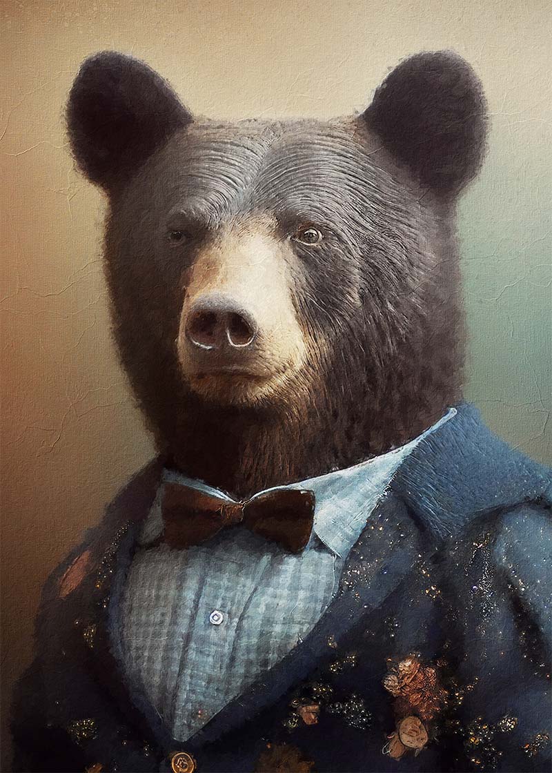 Black Bear Animal Head Portrait Print - Wildlife Wall Art Decor for Living Room, Bedroom & Office - Perfect for Nature Lovers & Home Decor