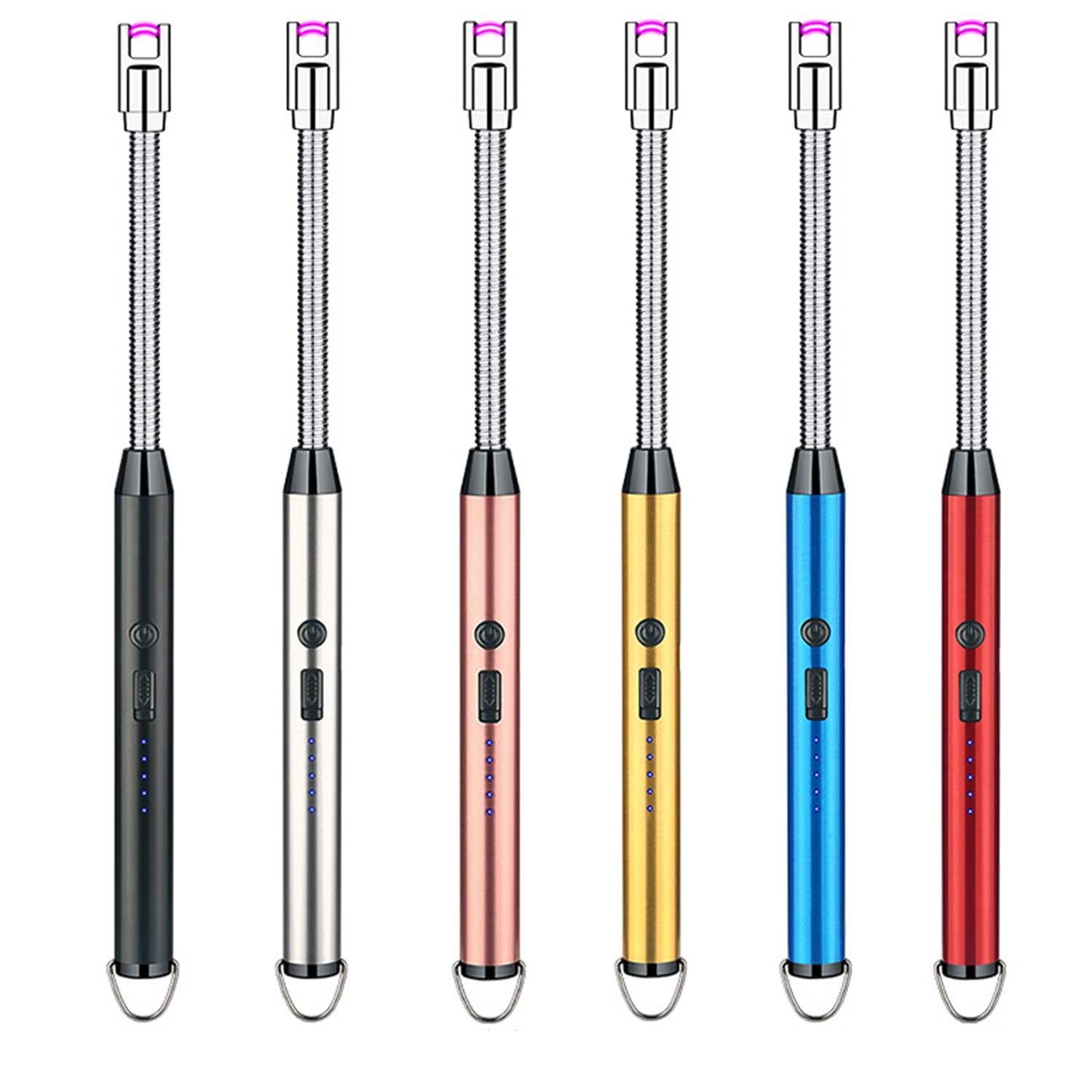 6PCS Portable Candle Lighter with Safety Double Switch - 360° Flexible Long Neck Lighters for BBQs, Gas Stoves, Fireworks & Home Use - Perfect for Camping, Grilling & Emergency Lighting