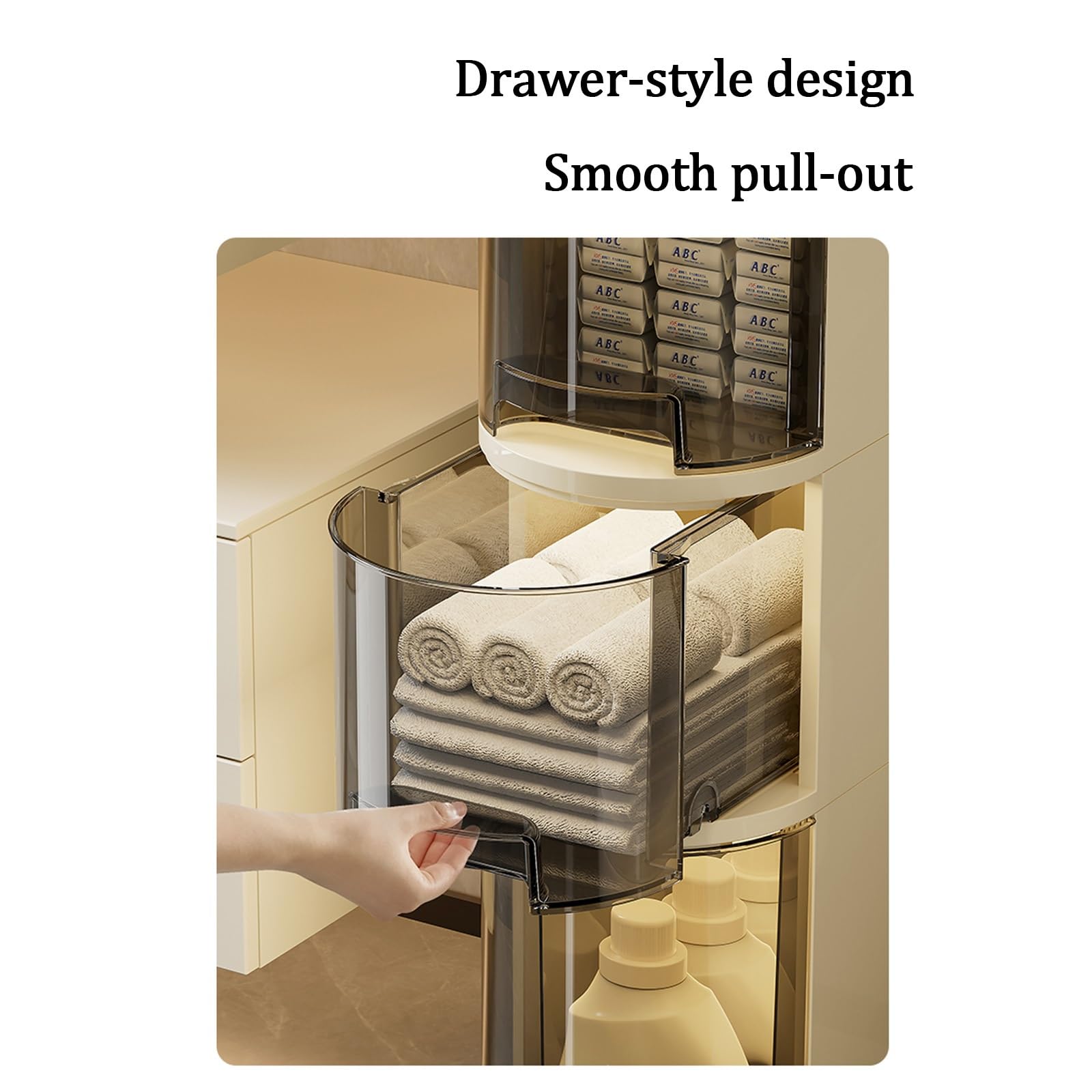 Narrow Bathroom Storage Cabinet on Wheels with Drawers - Plastic Rolling Side Cabinet for Small Spaces, Heavy Duty Floor Organizer | Perfect for Bathroom, Kitchen, Laundry Room & Closet Organization