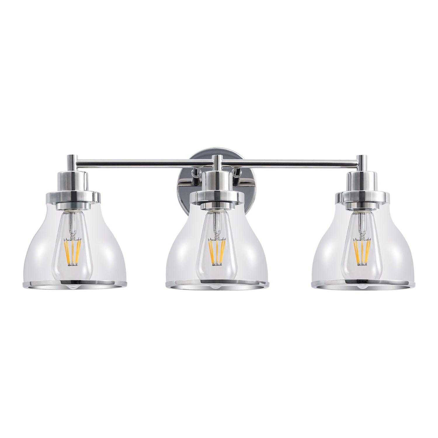 Hermosa Modern 3-Light Bathroom Vanity Light Fixture - Brushed Nickel Finish, Dimmable LED Lighting for Bathroom, Powder Room & Dressing Area