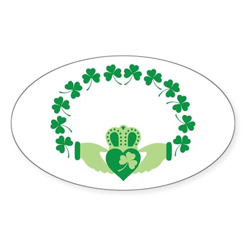 White - Claddagh Heart Crown Shamrocks Sticker
