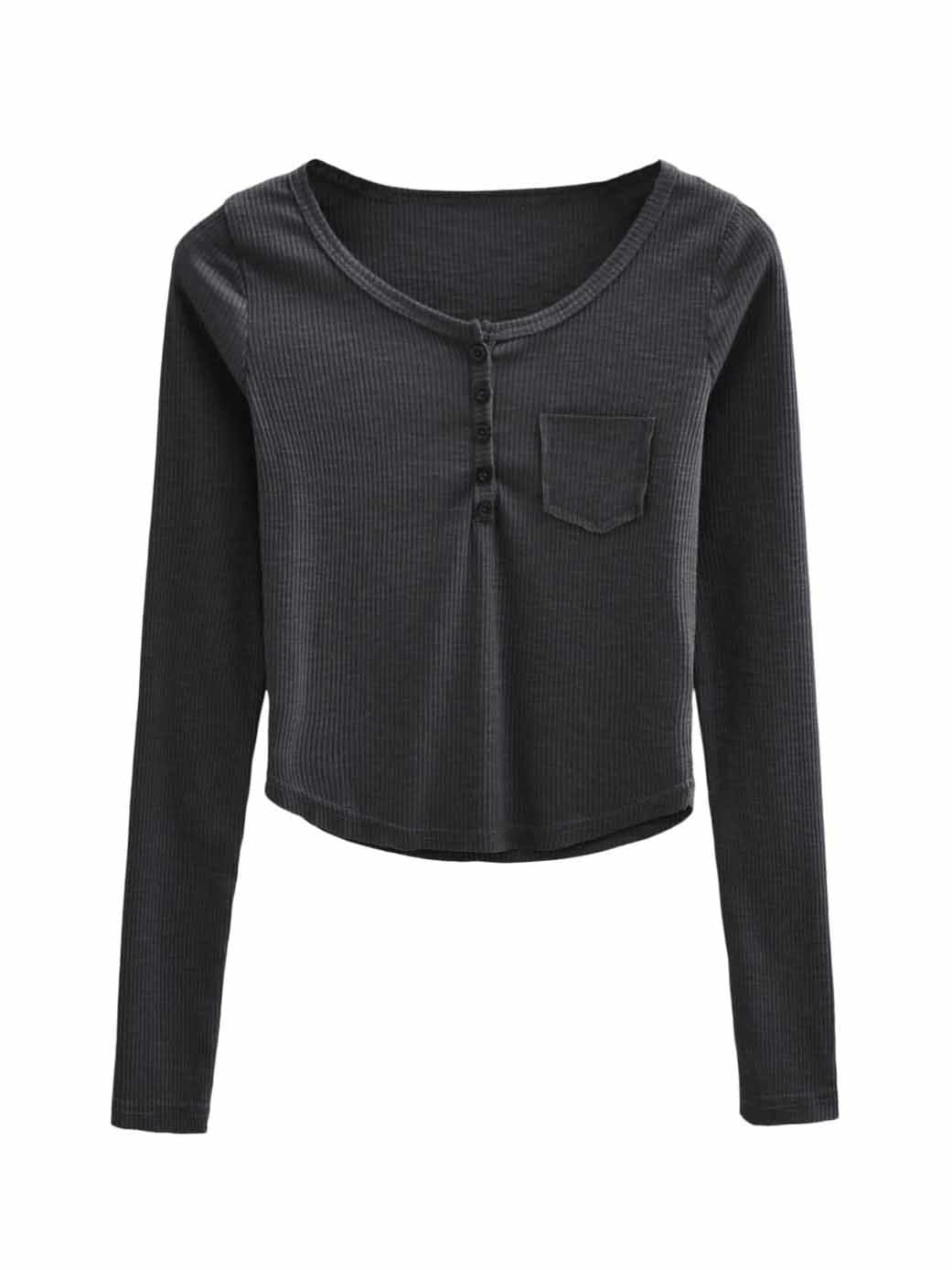 Lovevop Casual Button Up Solid Long Sleeve Black T-Shirt for Men - Comfortable Everyday Wear for Work, Dating & Outdoor Activities