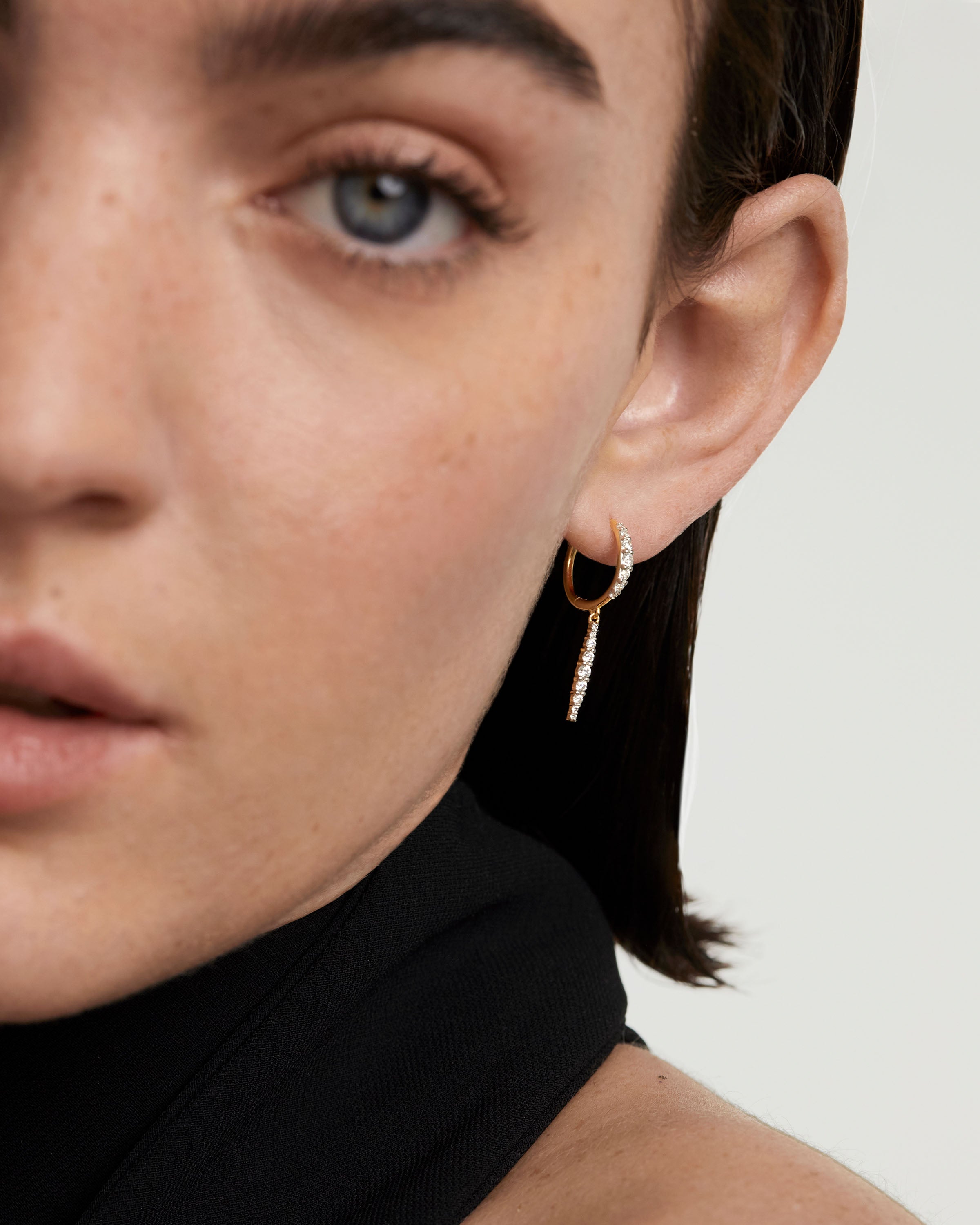 Diamond & Gold Kate Drop Hoop Earrings for Women – Elegant Dangle Earrings for Parties, Weddings & Special Occasions