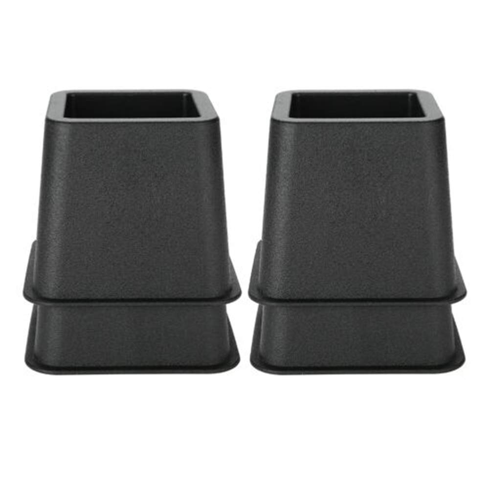 4pcs Heavy Duty Black Bed Risers - Adjustable Bed Frame & Chair Leg Extenders for Sofa, Couch, Table - Carpet Protector & Furniture Support for Home, Dorm, Office Use