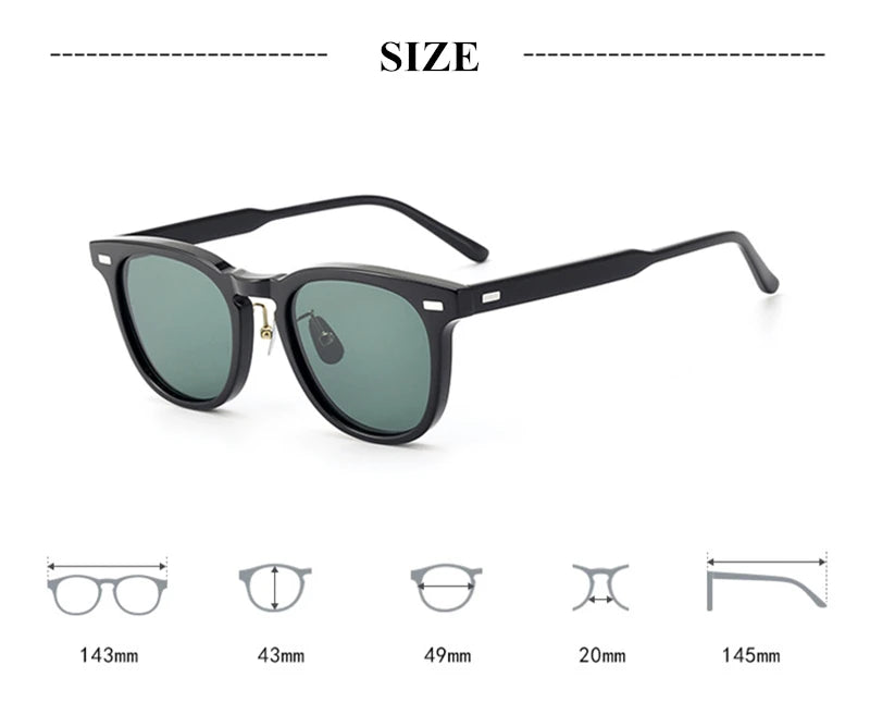 Black Unisex Square Polarized Sunglasses - Full Rim Acetate Frame UV Protection for Men & Women - Perfect for Driving, Beach, and Outdoor Activities