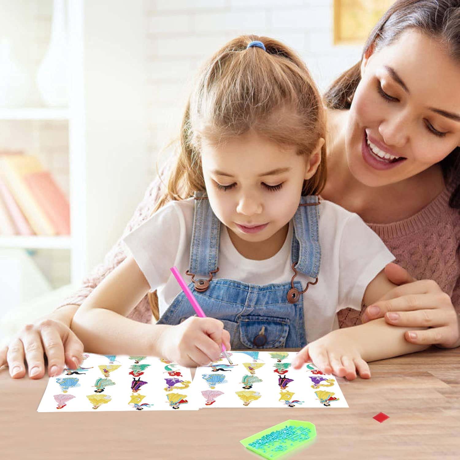16 Pcs Diamond Art Stickers Kits for Kids & Adults - DIY Cartoon Paint by Numbers Mosaic Stickers, Fun Arts & Crafts Activity for Beginners - Perfect for Home Decor, Scrapbooking & Gift Making