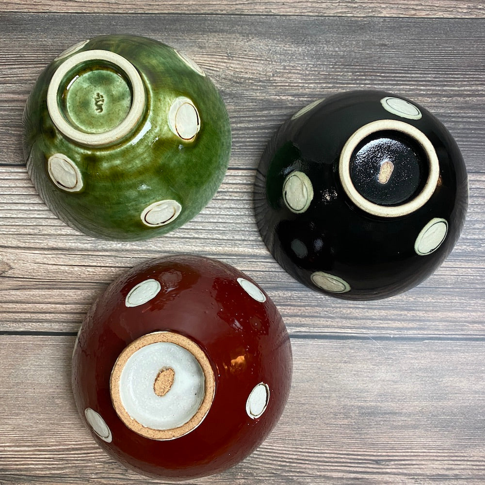 Japanese Dots Chawan Rice Bowl - Handmade Ceramic Tea Bowl for Matcha, Sushi, Rice - Perfect for Tea Ceremonies, Asian Dining & Home Decor