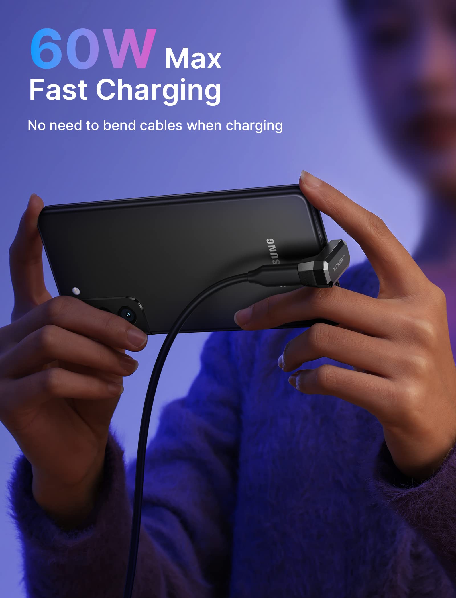 JSAUX 2-Pack 180 Degree USB C to USB C Adapter - PD 100W, 4K@60Hz, Compatible with Steam Deck, Nintendo Switch, VR Headsets, Laptops & Phones - Gray | Perfect for Gaming, Travel & Workspace Cable Management