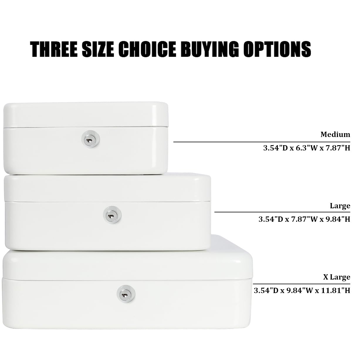 Jssmst Small Cash Box with Key Lock - Durable Metal Money Storage Box with Removable Tray for Home, Office & Retail Use (White, Model CB0105M) - Perfect for Cash Management, Small Business & Personal Savings