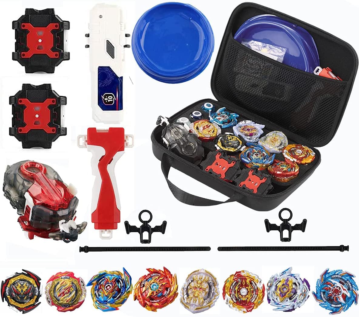 Beyblade Burst Metal Fusion Battle Top Set - 8 Gyro Attack Tops, 3 Two-Way Launchers & Arena for Epic Battles | Perfect Birthday Gift for Boys & Kids Ages 6-8+ | Includes Storage Box & 2 Handles | Great for Competitive Play & Indoor Games