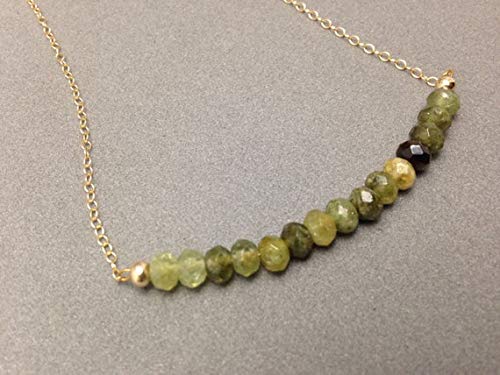 Green Garnet & Gold Filled Necklace for Fertility, Abundance & Energy | Healing Earth Connection | 2.5x4mm Gemstone Jewelry | Perfect for Spiritual Healing, Meditation & Energy Work | Code-WAR6258
