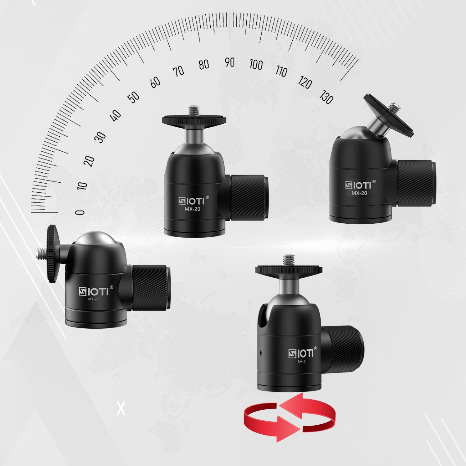 SIOTI Mini Ball Head Tripod with Hot Shoe Mount - 360° Panoramic for DSLR, Phone & Action Camera - Perfect for Travel & Vlogging