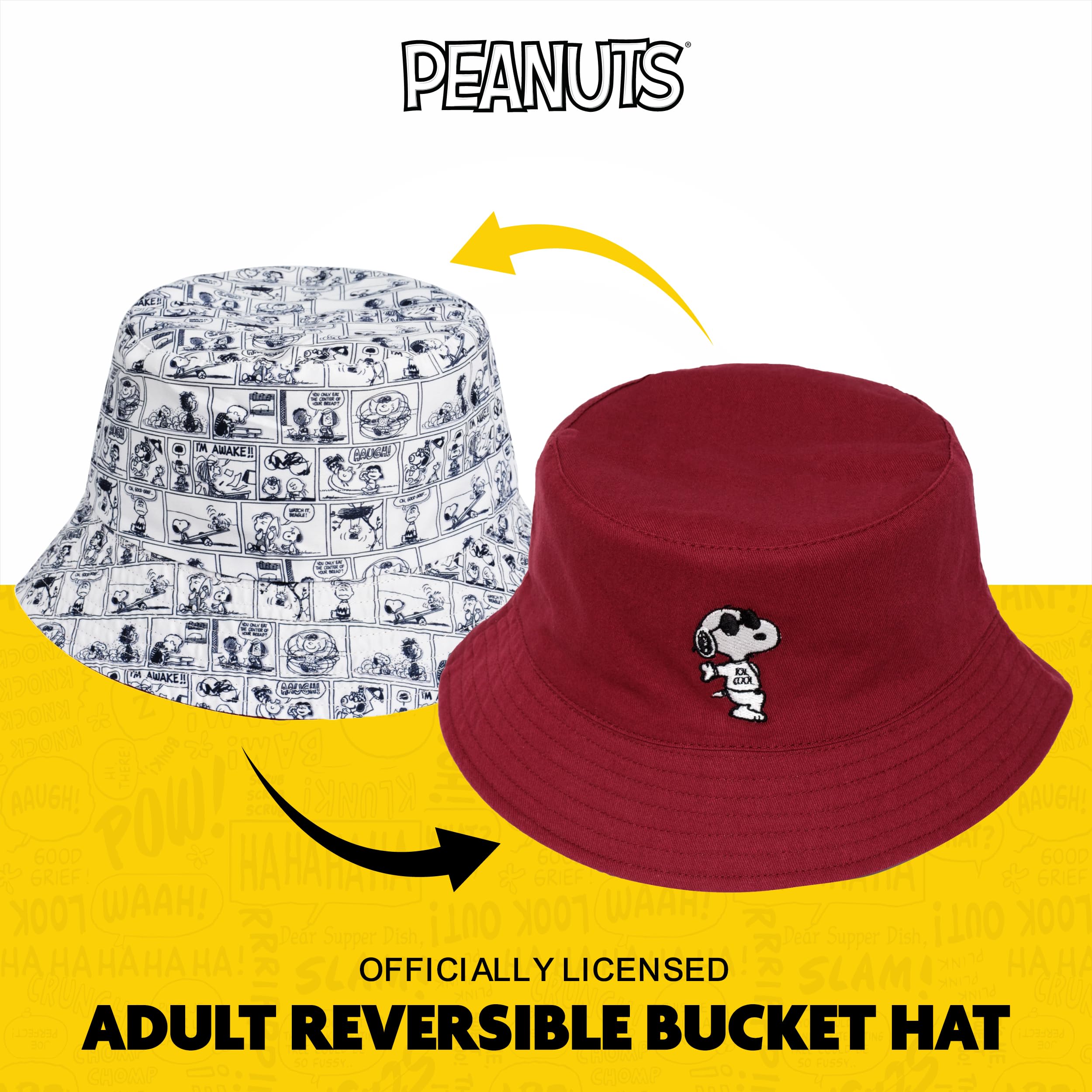 Concept One Women's Peanuts Snoopy Sleeping Denim Bucket Hat - Cute Casual Sun Hat for Outdoor Activities, Beach, Park & Summer Fashion