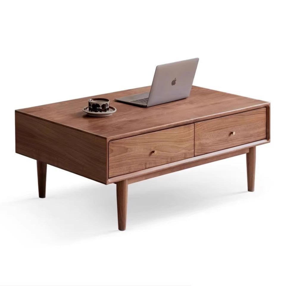 Solid Black Walnut Wood Rocking Coffee Table - Modern Natural Wood Living Room Furniture for Home Decor & Relaxation