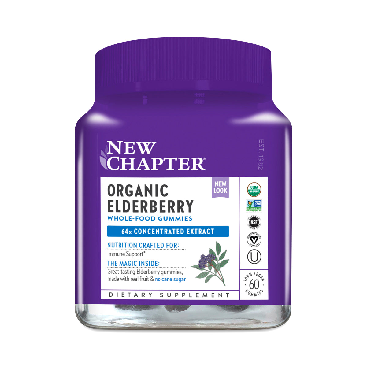 Organic Elderberry Whole Food Gummies for Immune Support - Vegan, Non-GMO, Gluten-Free Supplement for Kids & Adults - Perfect for Cold & Flu Season, Travel Wellness, and Daily Immune Boosting