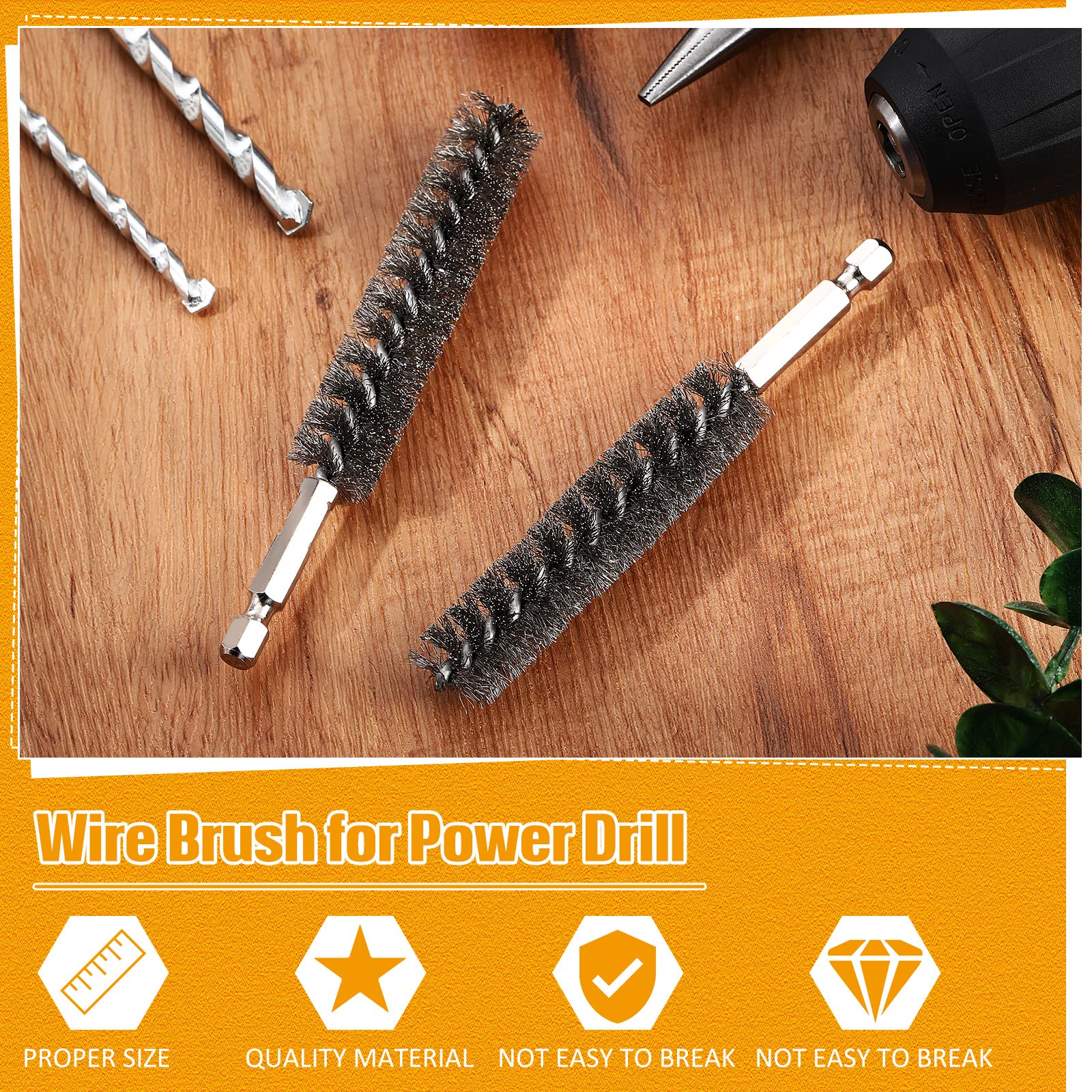 Stainless Steel Bore Brush & Wire Drill Brush Set (5-Piece) - Hex Shank Power Drill Attachment for Deep Cleaning Pipes, Guns & Automotive Parts | Ideal for Rust Removal, Carb Cleaning & Metal Polishing