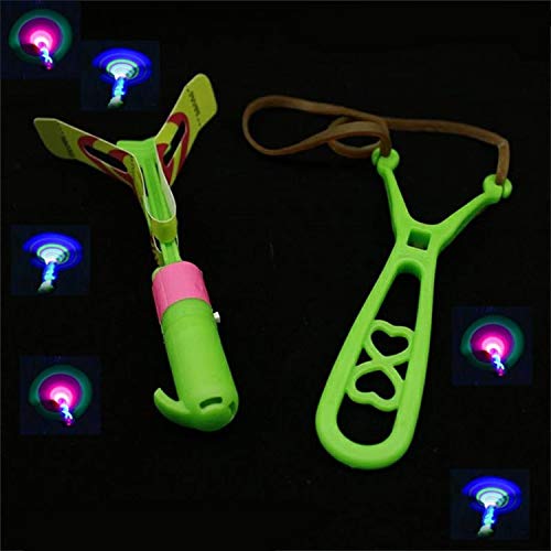 BAIVYLE LED Helicopter Toys for Kids - 6pcs Light Up Flying Arrow Slingshot with Glow in The Dark Feature - Fun Outdoor Camping Games & Birthday Party Favors for Boys Girls - Perfect for Backyard Play, Nighttime Activities and Summer Camp Adventures