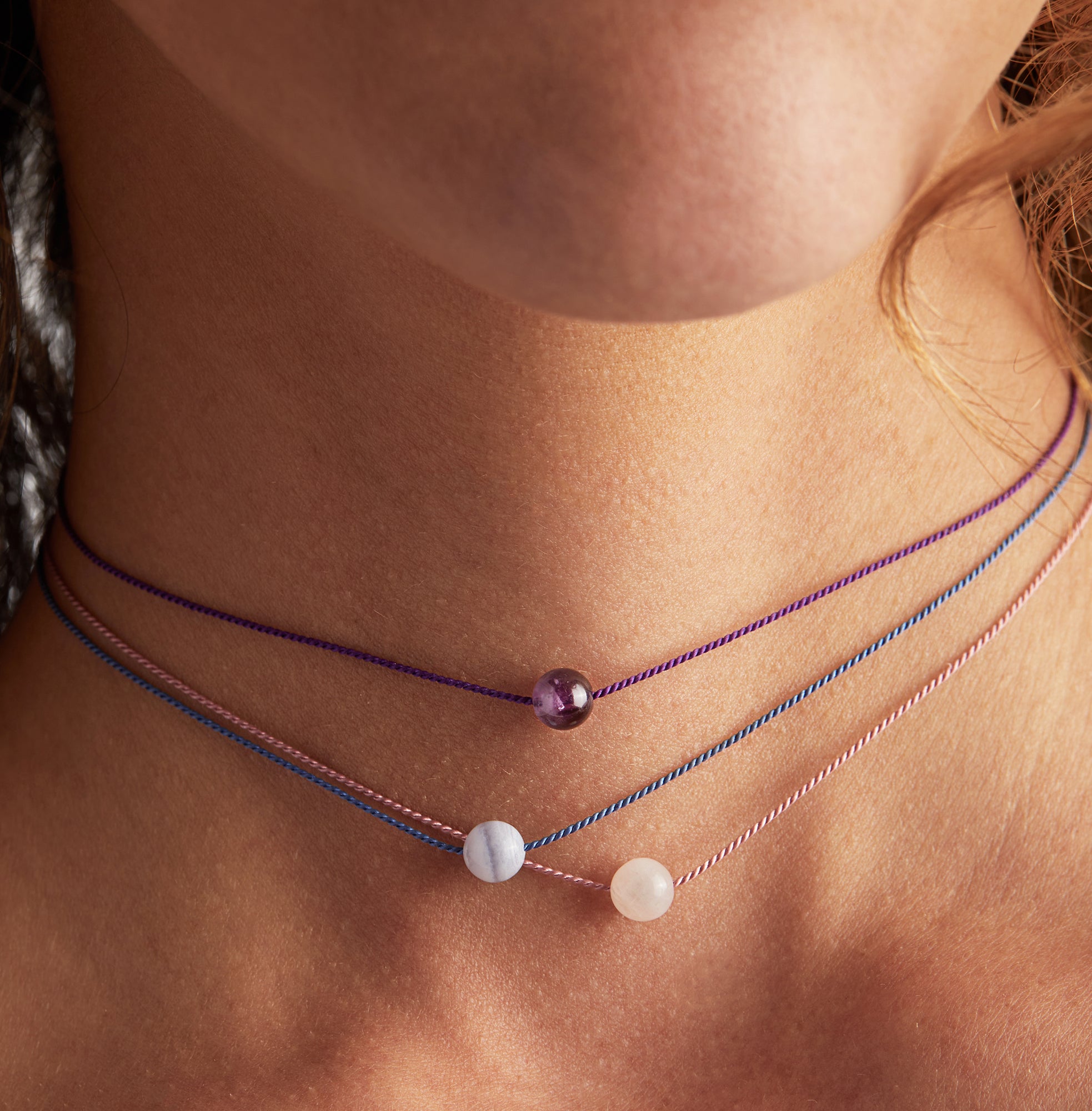 Blue Lace Agate Gemstone Cord Necklace - Natural Stone Beaded Jewelry for Women - Perfect for Boho Style, Yoga, Meditation & Everyday Wear