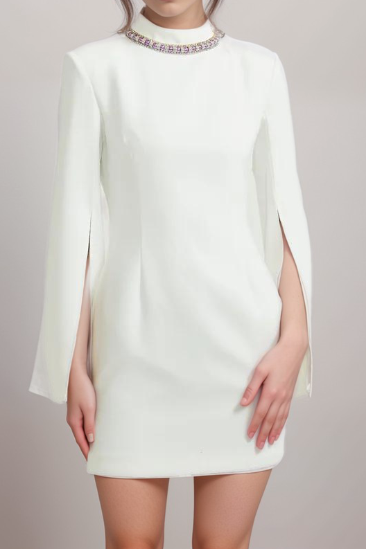 Claretta Split Cuffs Embellished Dress for Women - Elegant Evening Gown for Parties, Weddings & Special Occasions