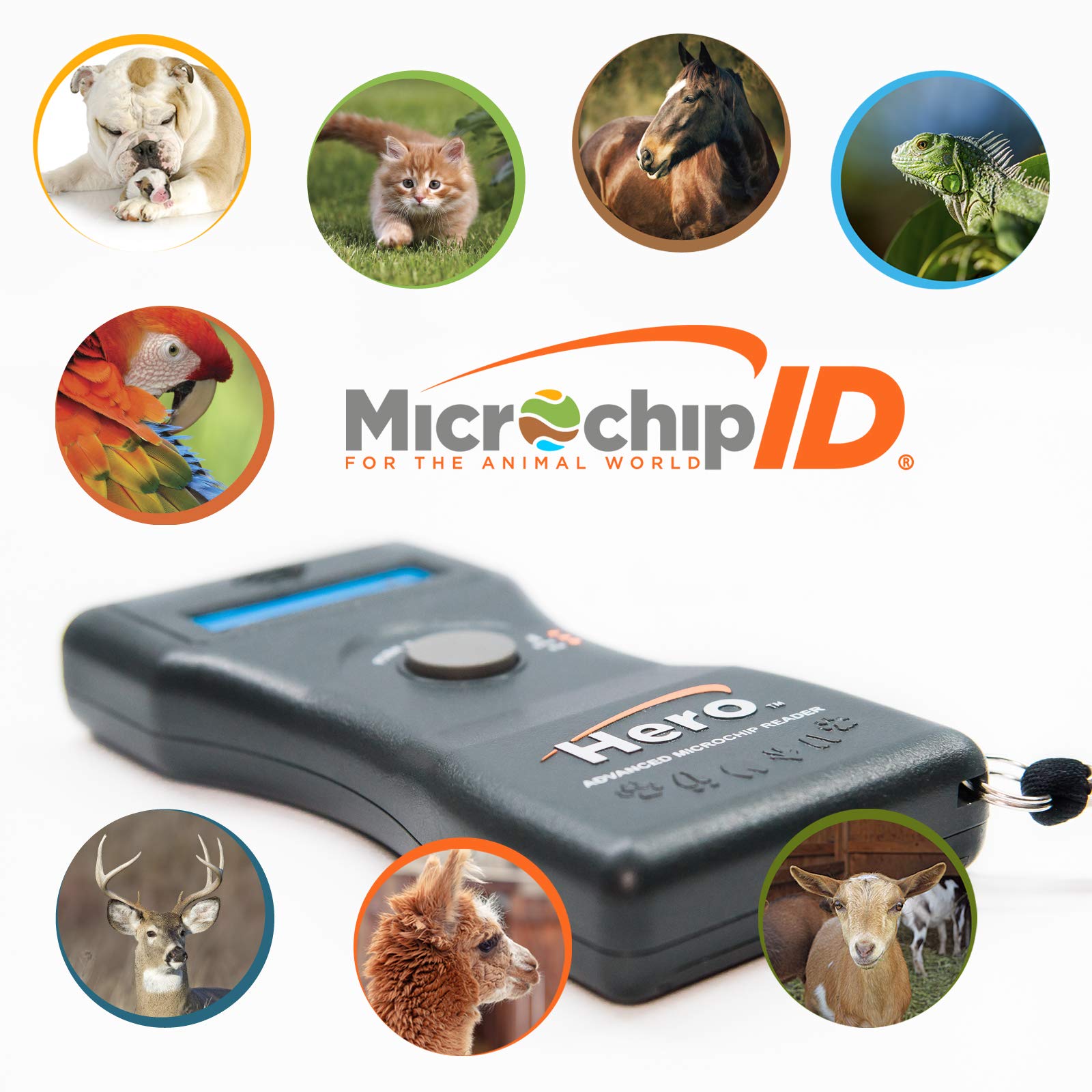Hero Pet Microchip Scanner - Bluetooth Enabled Handheld RFID Reader with Carrying Case & Test Chip | Perfect for Vets, Shelters & Pet Owners