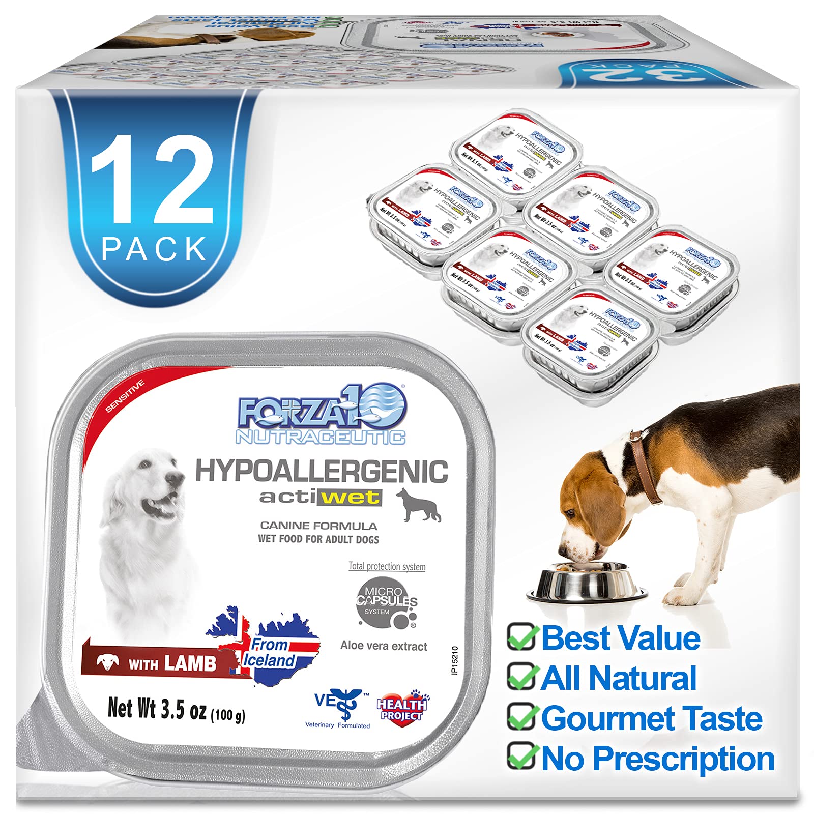 Forza10 Wet Hypoallergenic Dog Food for Sensitive Skin - Lamb Flavor Canned Dog Food for Adult Dogs with Skin Allergies & Digestive Issues - 12 Pack (3.5oz Each) - Perfect for Itchy Skin Relief & Healthy Digestion