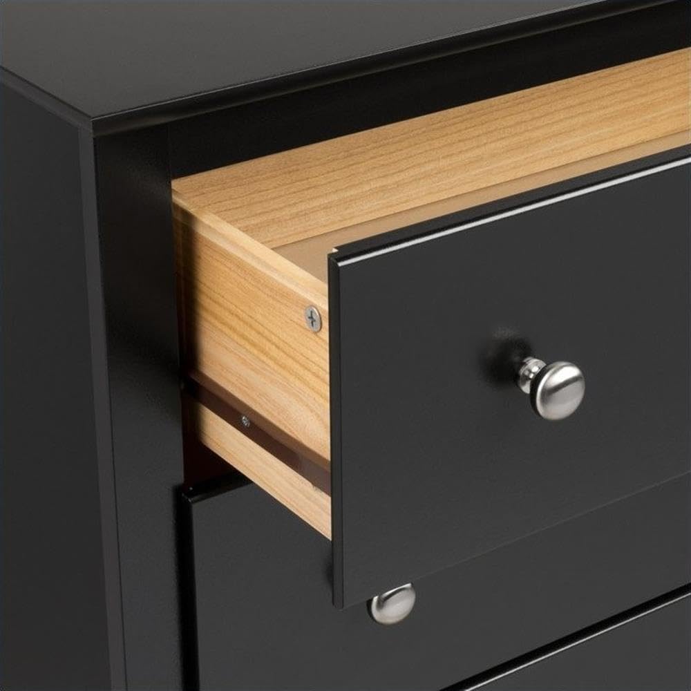 Black 2-Drawer Nightstand Set of 2 - Modern Bedside Tables with Storage for Bedroom, Living Room & Office