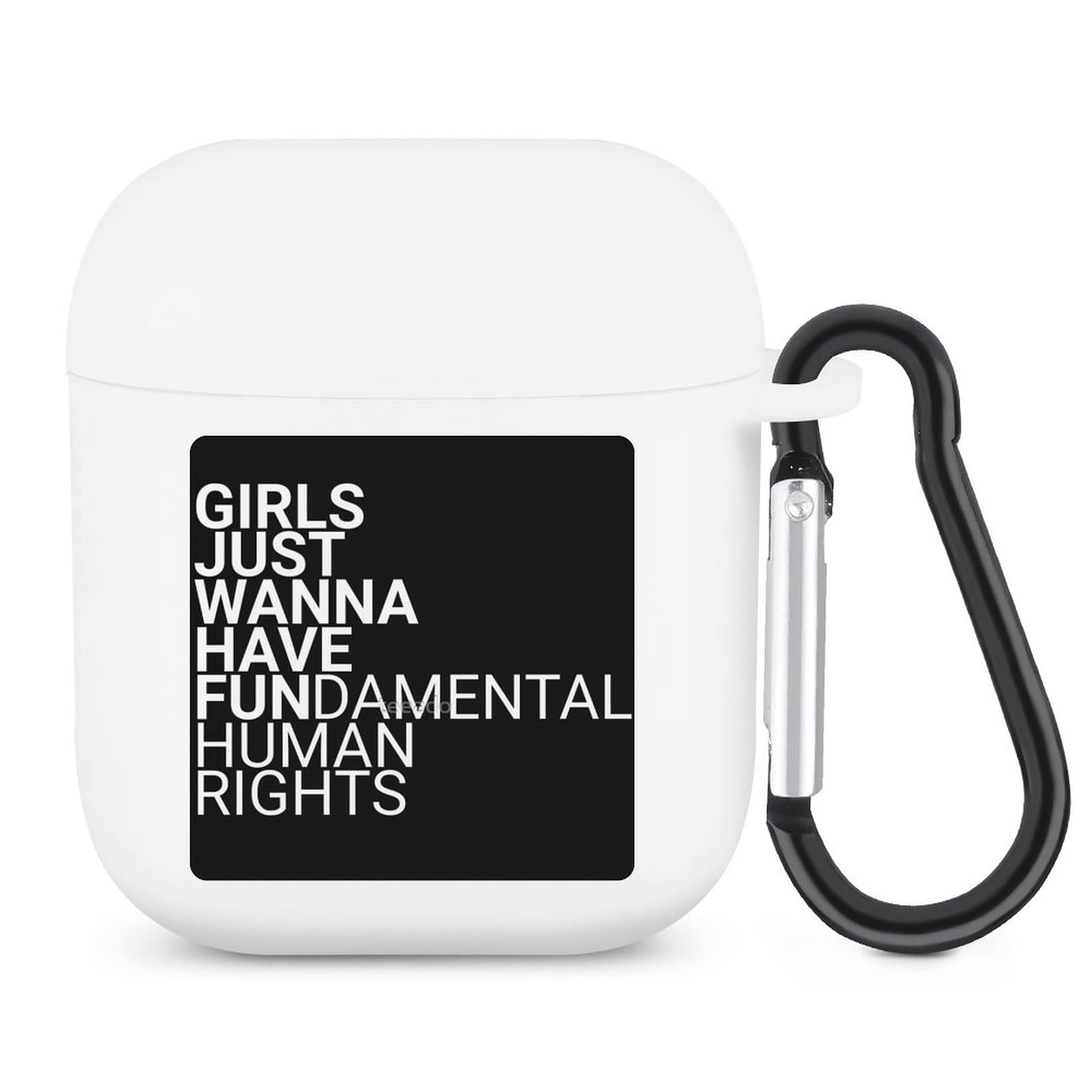 Girls Just Wanna Have Fundamental Rights Shockproof AirPods Case - Protective Wireless Cover with Keychain for AirPods 1 & 2 - Perfect for School, Gym & Travel Accessories