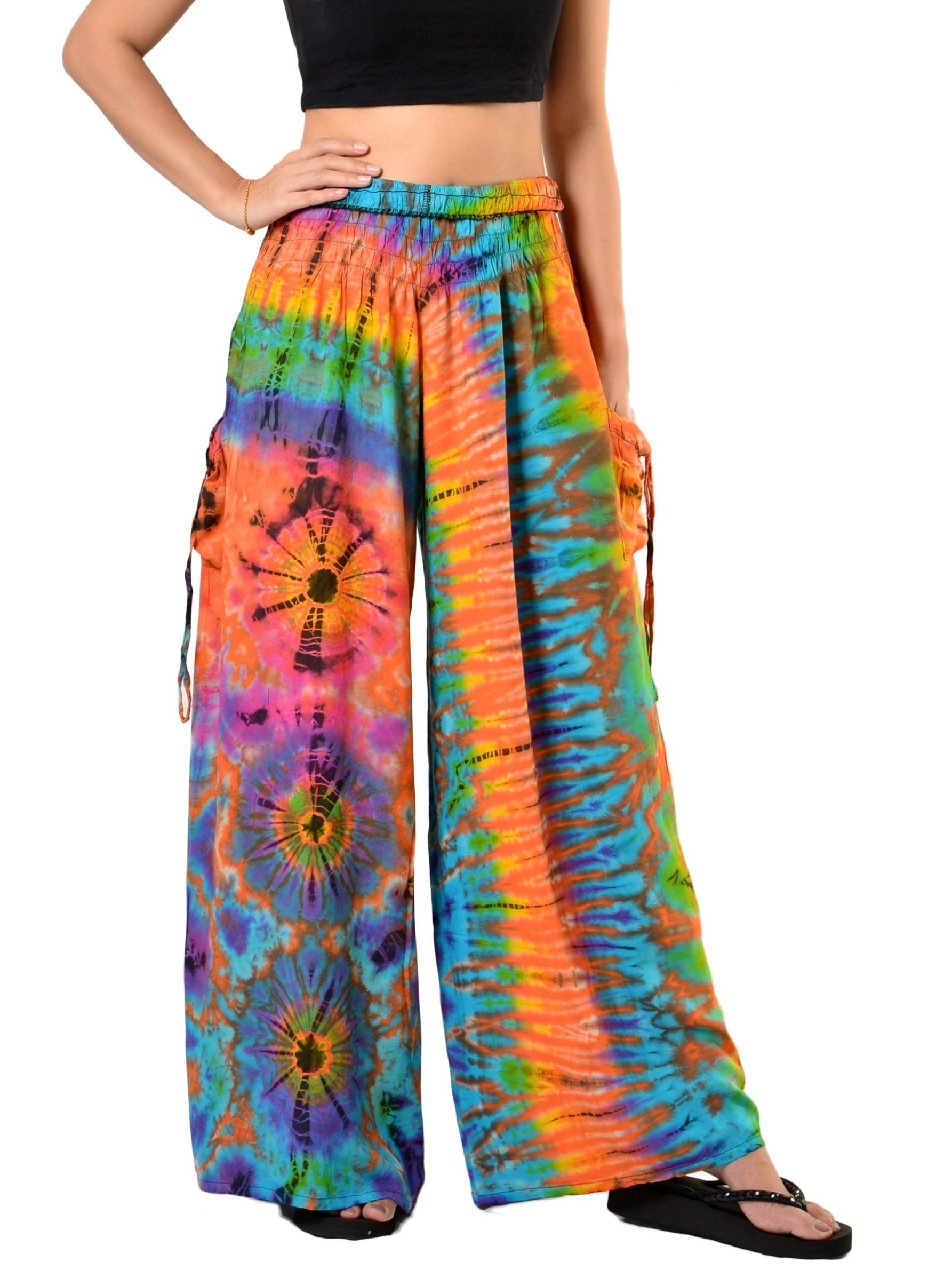 Orient Trail Women's Wide Leg Palazzo Yoga Pants - Cold Dyed Tie Dye Design for Comfort & Style | Perfect for Yoga, Lounge & Casual Wear