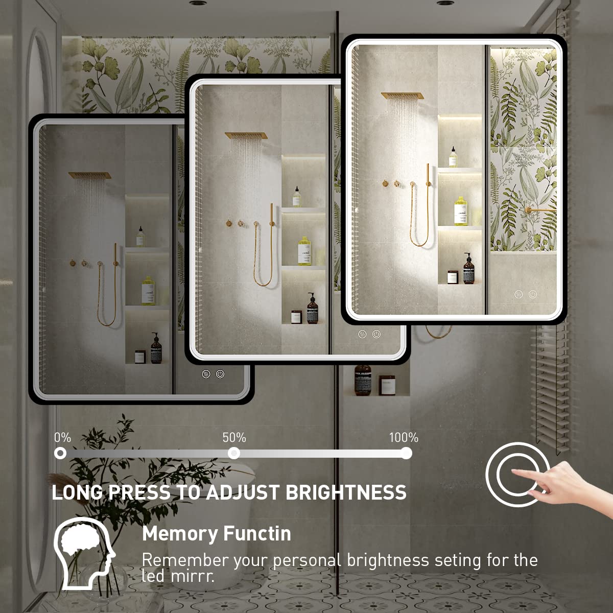 36x28 Inch LED Bathroom Mirror with Light - Black Metal Frame Anti-Fog Vanity Mirror, Dimmable Touch Switch for Wall Mount (Horizontal/Vertical) | Perfect for Makeup, Shaving & Home Decor