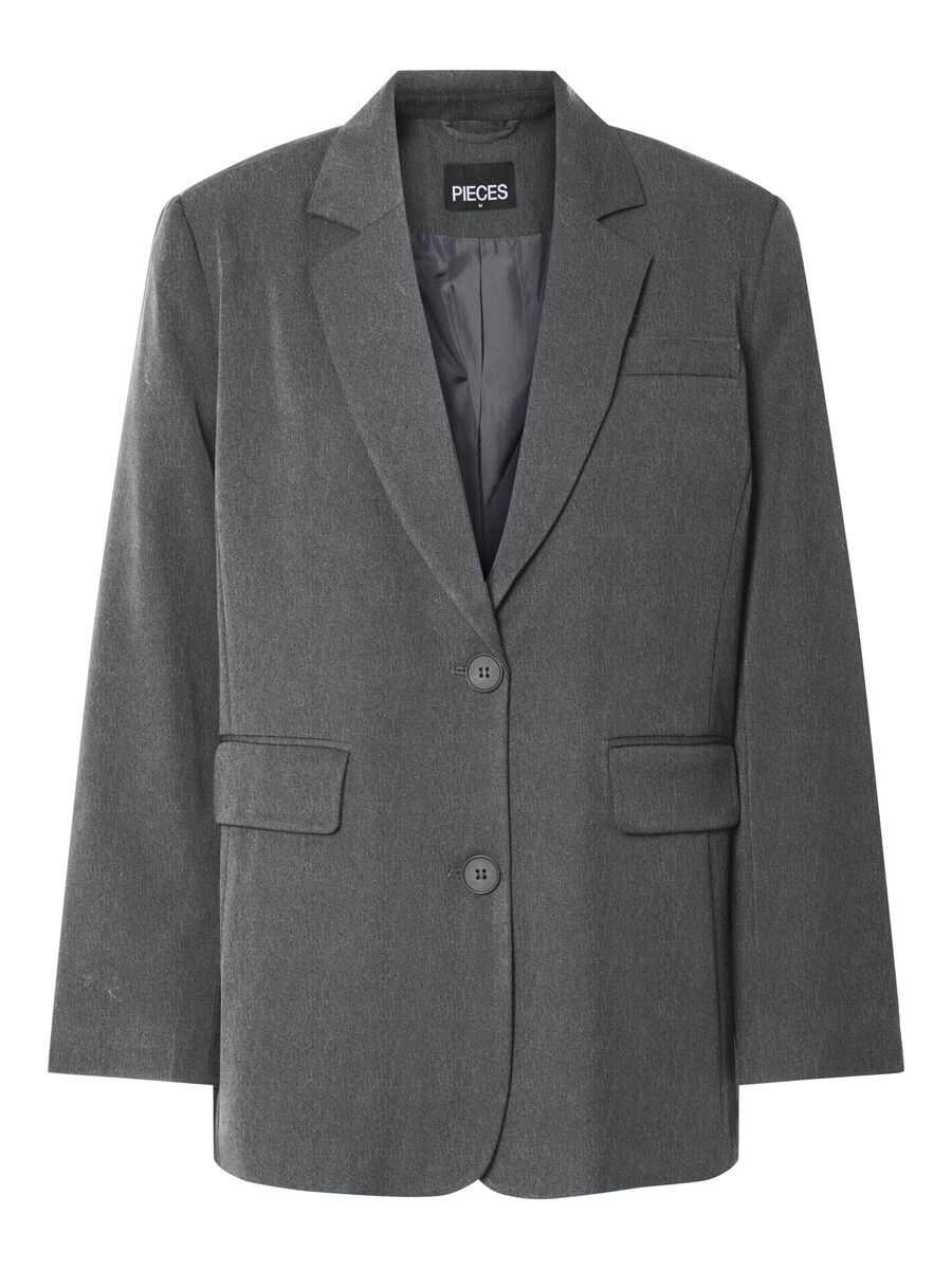Kamil Loose Fit Blazer for Women - Dark Grey Melange Casual Blazer - Perfect for Office Wear, Business Meetings & Smart Casual Outfits