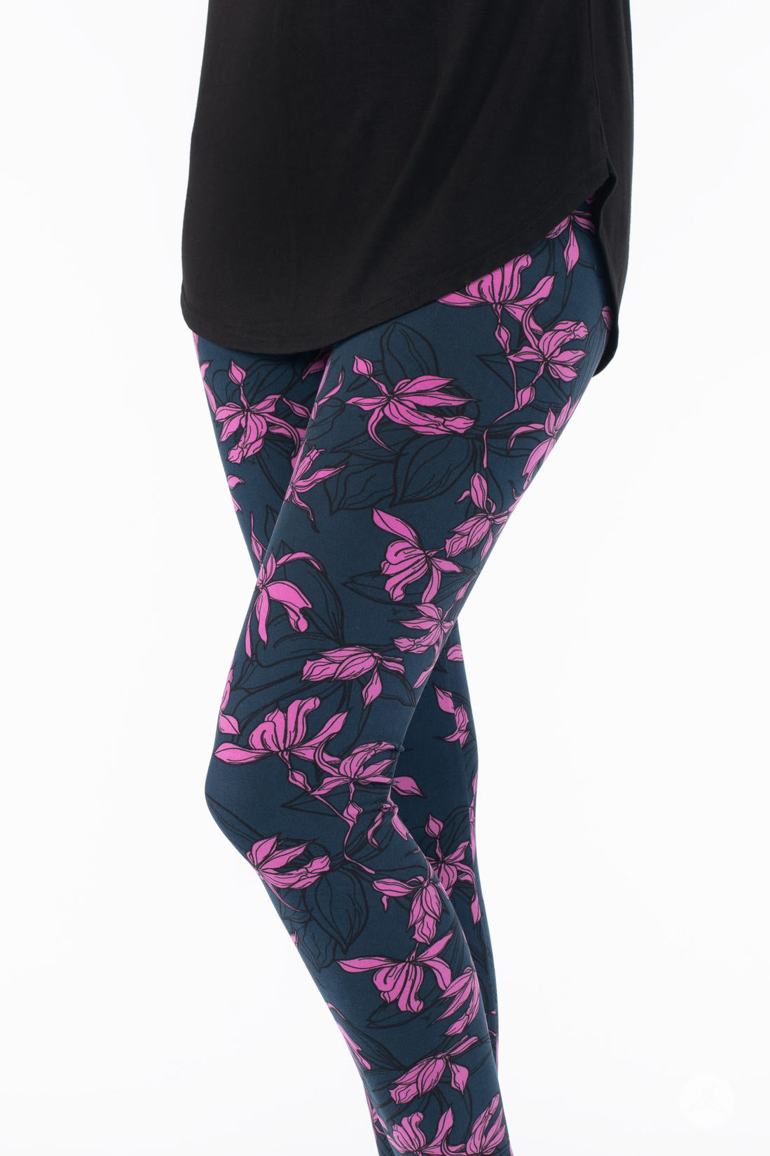 Dark Meadow Patterned Leggings for Women - High Waist Yoga Pants with Floral Print - Comfortable Workout Leggings for Running, Gym & Lounge