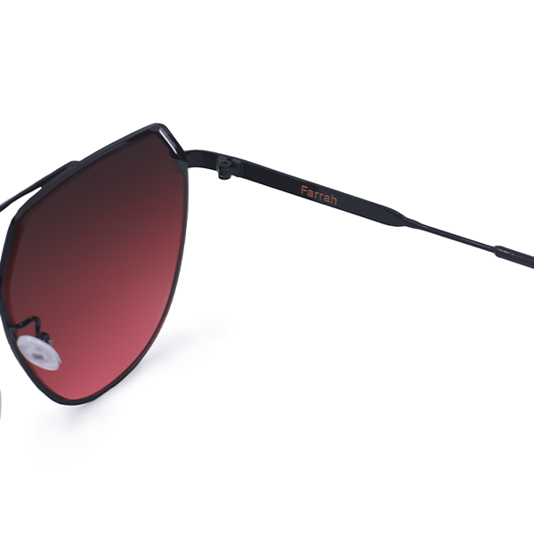 Farrah Black Frame Ruby Lens Square Aviator Sunglasses for Women - UV Protection, Retro Fashion Shades for Driving, Beach & Outdoor Activities