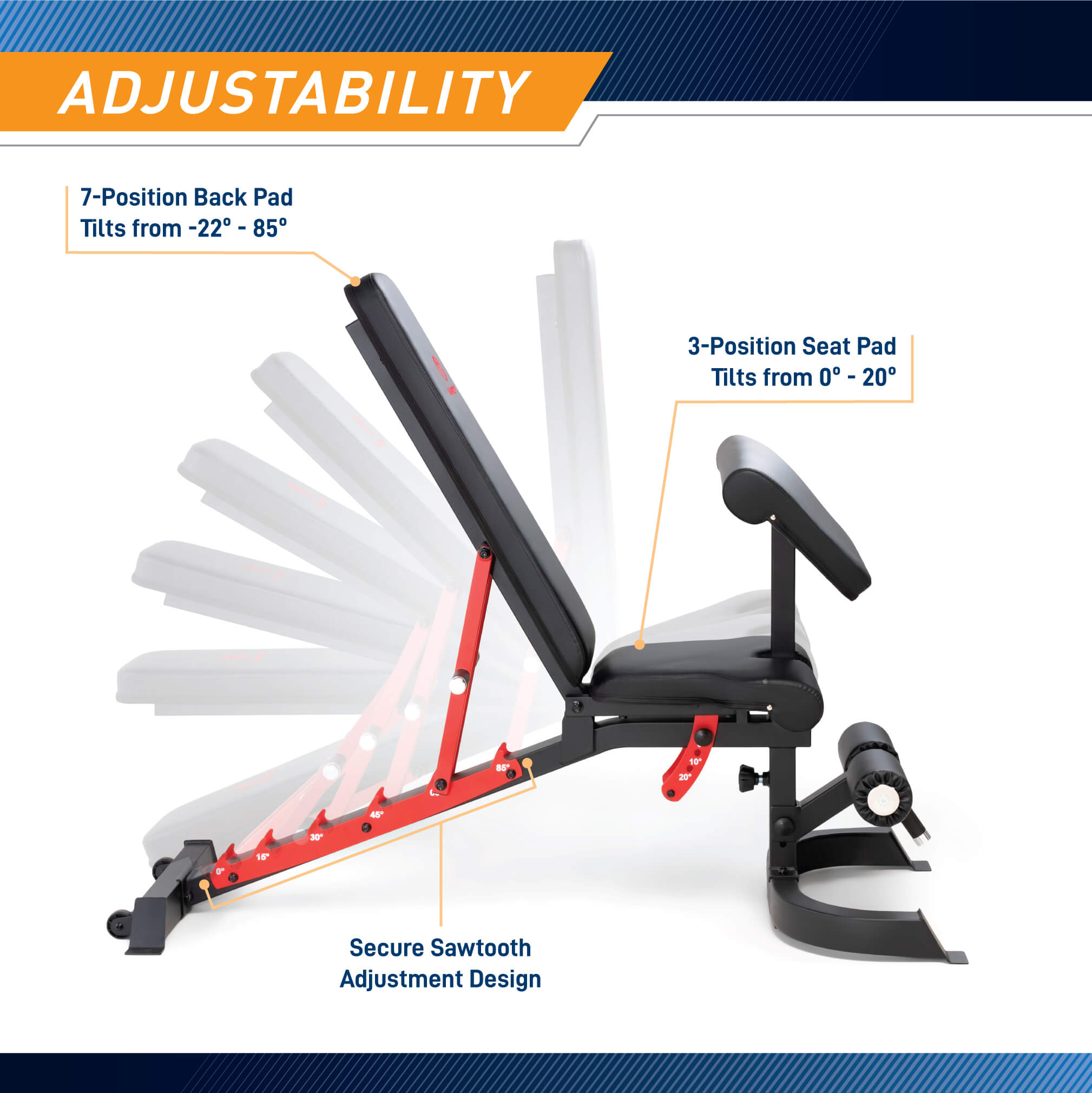 Marcy Utility Bench with Arm Curl - Adjustable Weight Bench for Home Gym Workouts, Strength Training & Fitness Exercises - Perfect for Dumbbell Press, Arm Curls & Full-Body Workouts