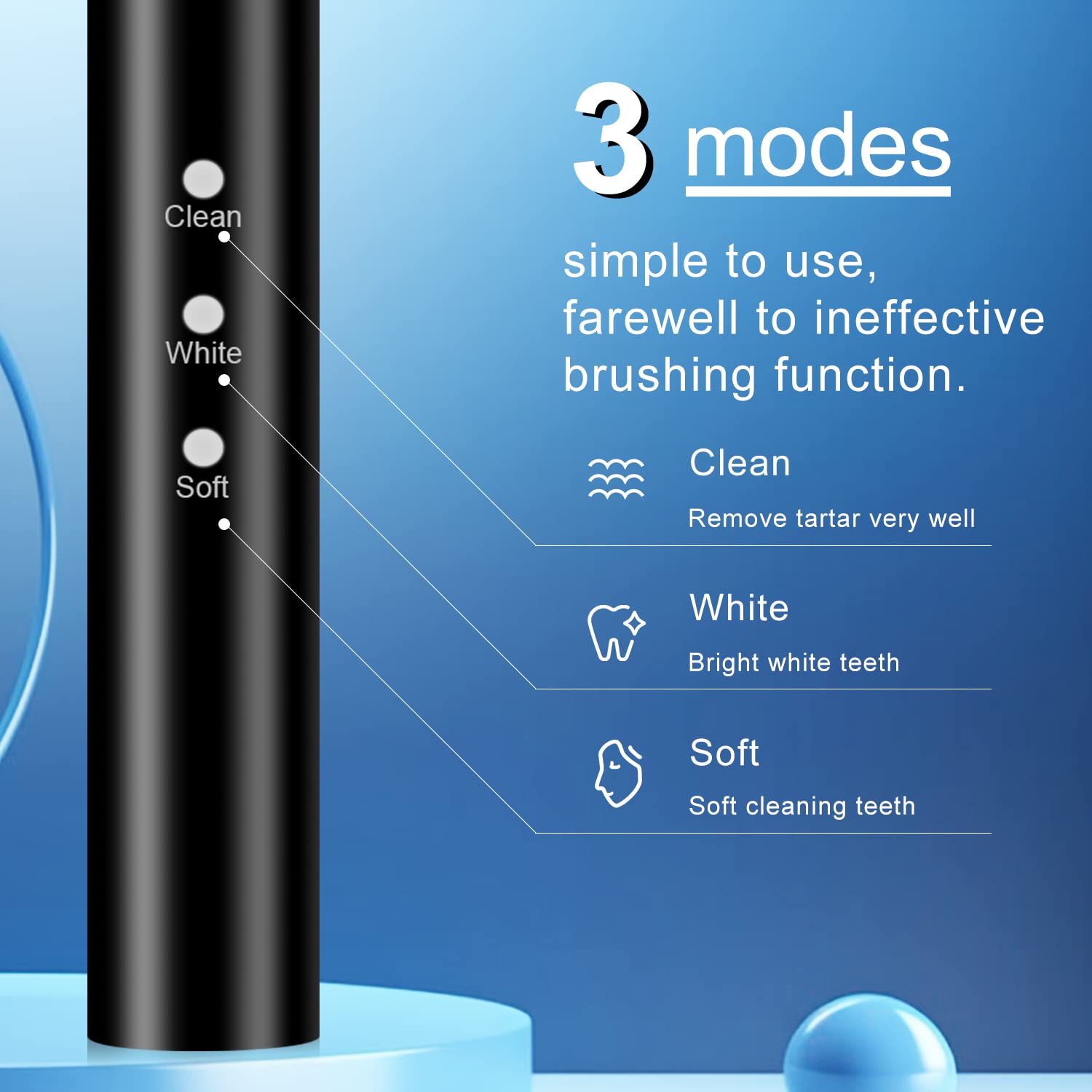 Sonic Electric Toothbrush for Adults & Kids - 8 Replacement Brush Heads & Travel Case - Rechargeable Portable Toothbrush for Home & Travel (Black) - Perfect for Daily Oral Care & On-the-Go Use