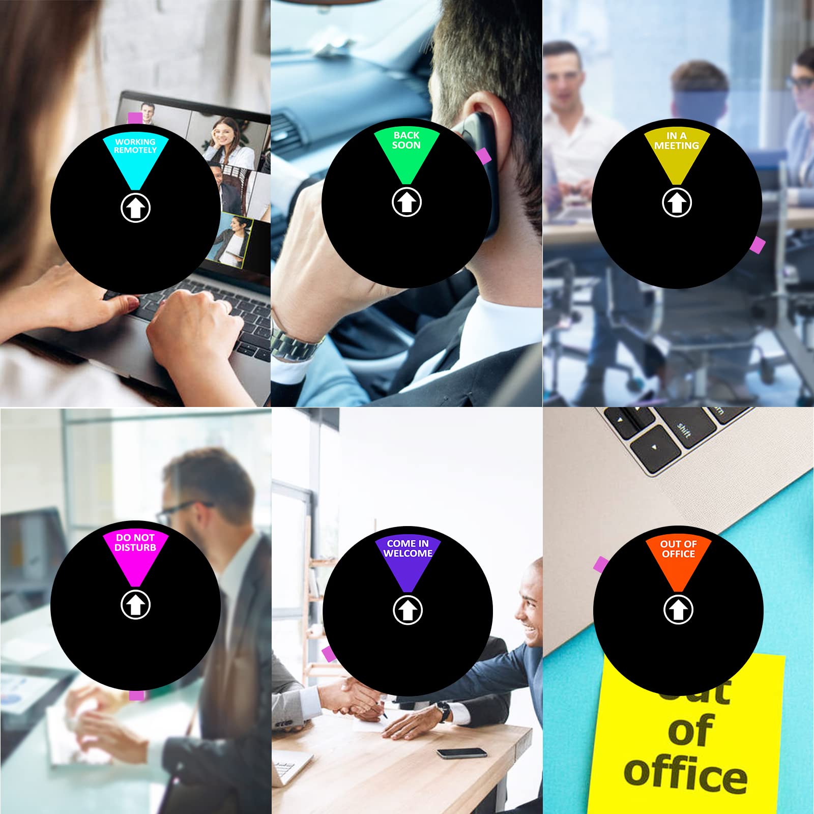 6 Inch Magnetic Office Door Sign - Do Not Disturb, Welcome, Back Soon, In Meeting, Out of Office, Working Remotely - Privacy Signs for Conference Rooms & Home Offices - Perfect for Meetings, Remote Work & Private Spaces - Black