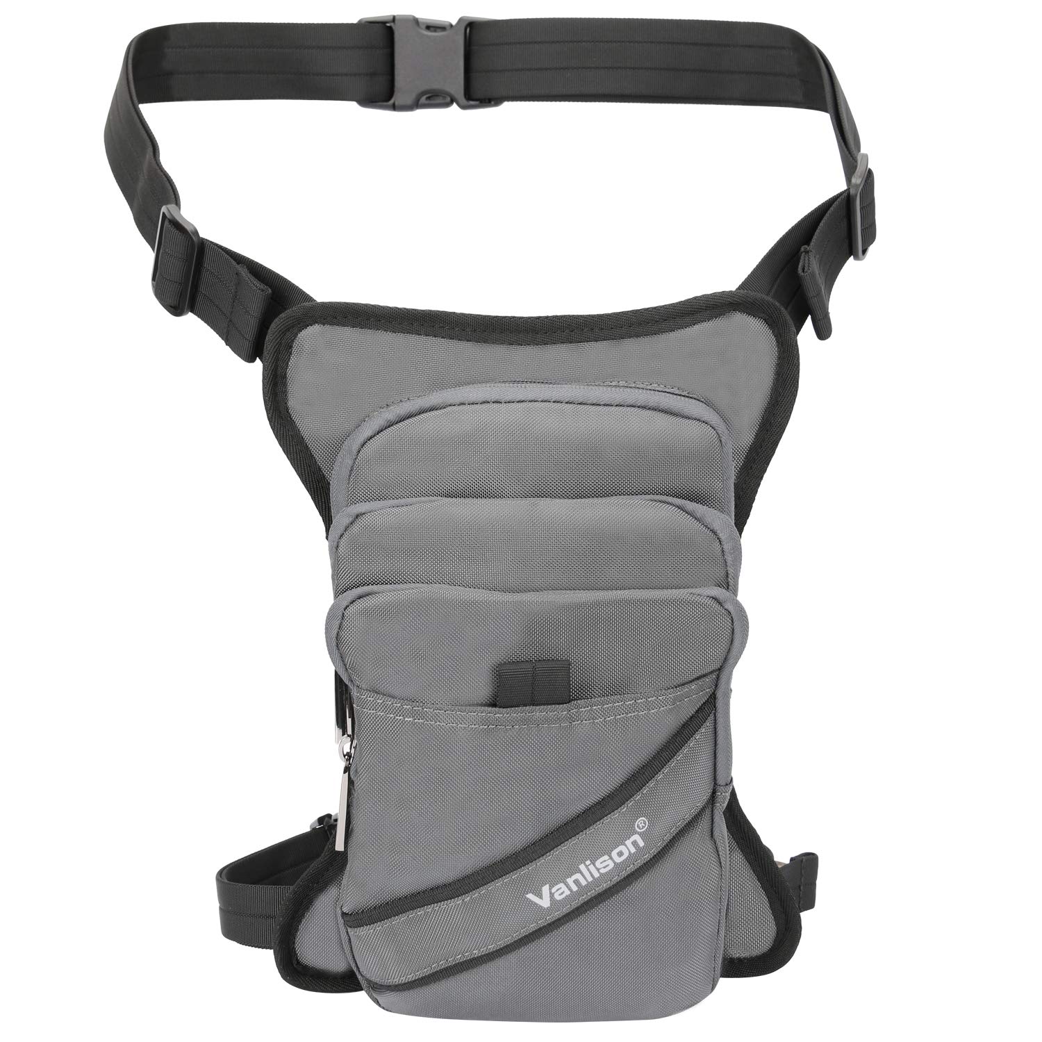 Waterproof Polyester Tactical Leg Bag - Thigh Pack Pouch for Motorcycle, Hiking & Outdoor Activities | Gray Fanny Pack for Hands-Free Convenience