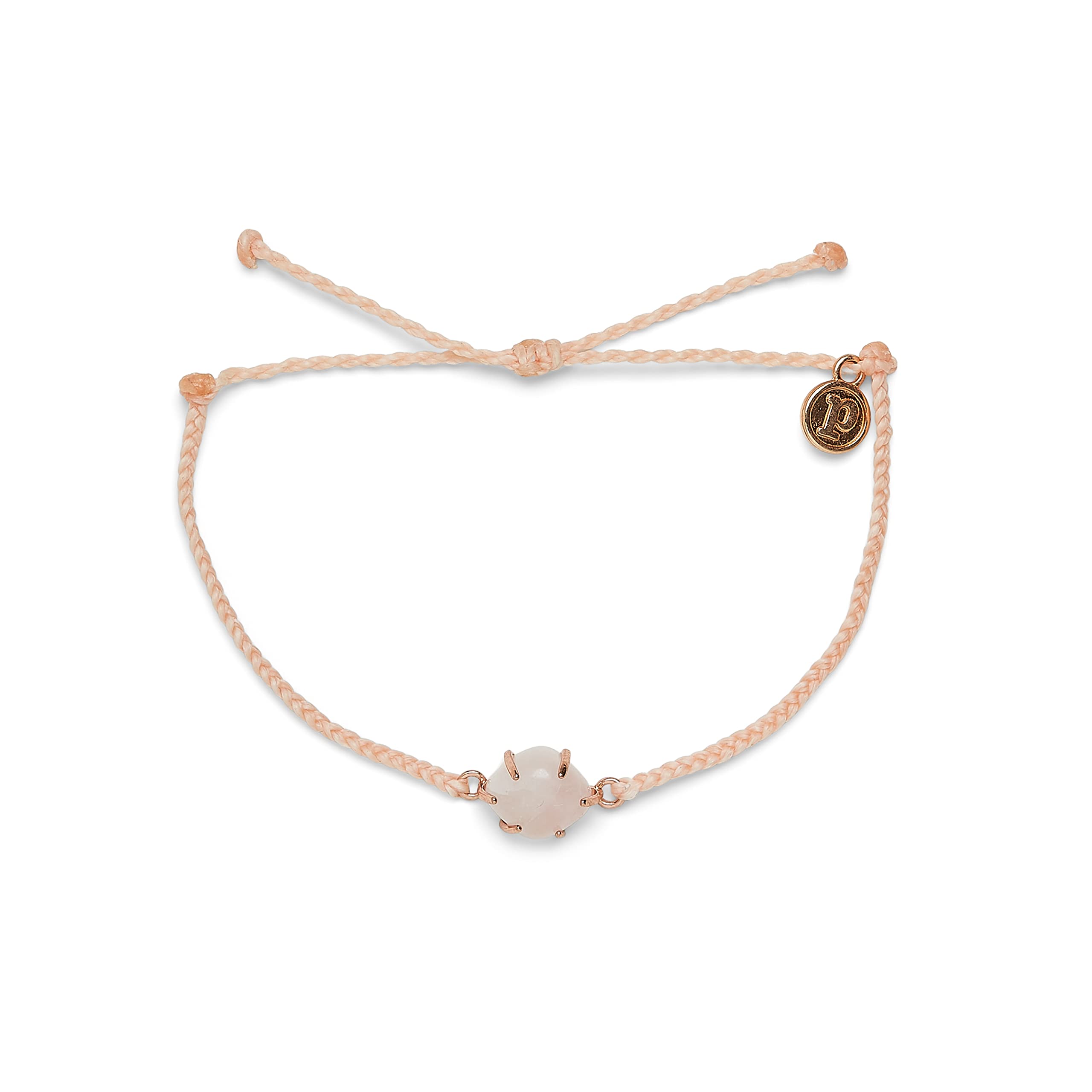 Pura Vida Silver or Rose Gold Crystal Cove Charm Bracelet with Amethyst or Rose Quartz - Adjustable Band for Women, Brand Charm | Boho Jewelry for Everyday Wear, Gift for Her, Friendship Bracelet