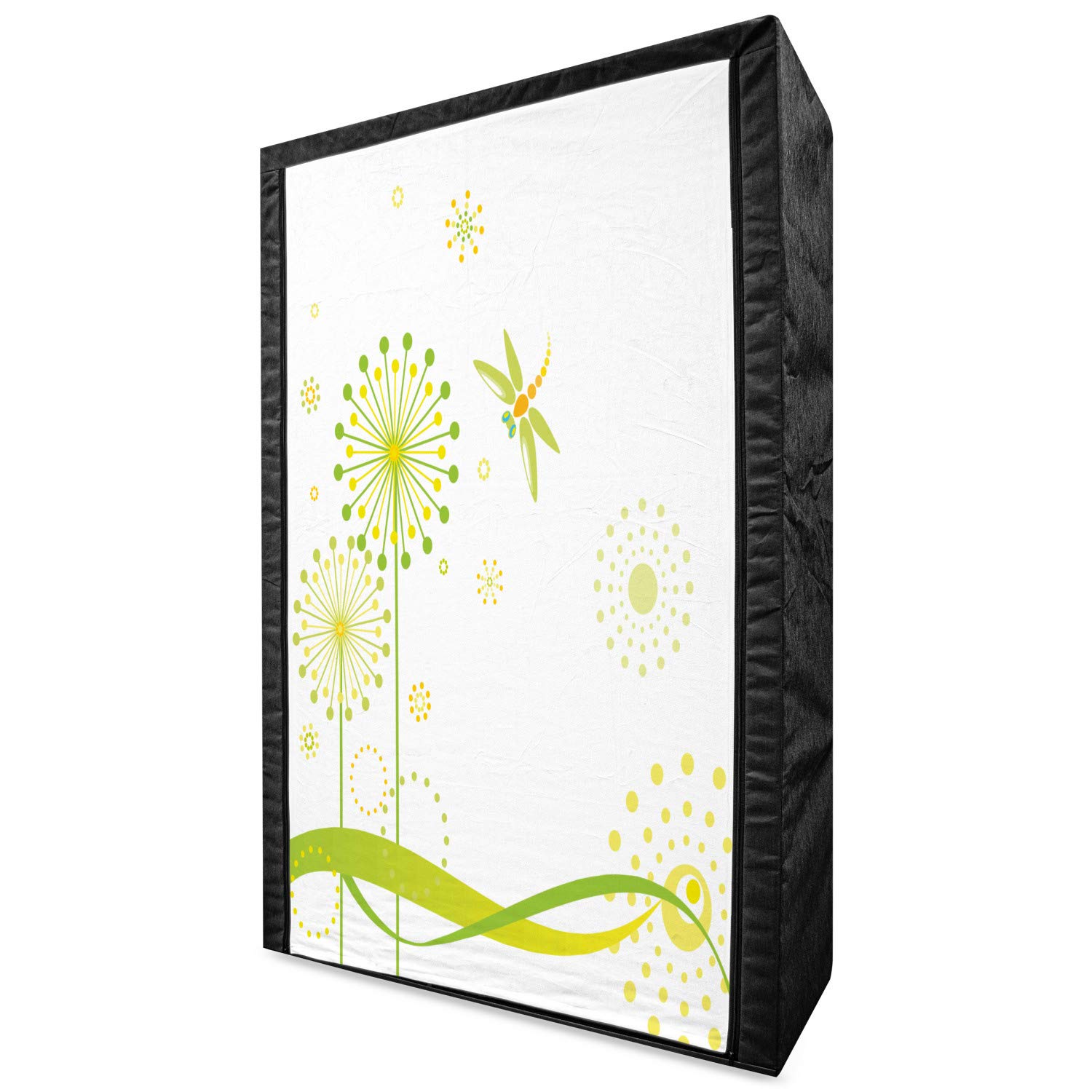 Ambesonne Dragonfly Portable Fabric Wardrobe - Spring Floral Design with Dandelions | 42.5