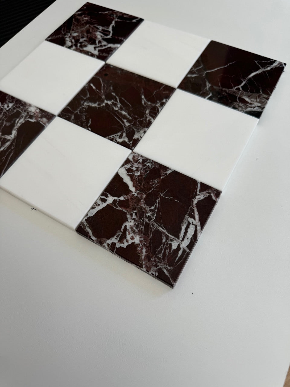 Premium Rosso Levanto & Bianco Dolomite Checkerboard Tiles - Polished or Honed Finish for Kitchen Backsplash, Bathroom Flooring, and Commercial Spaces