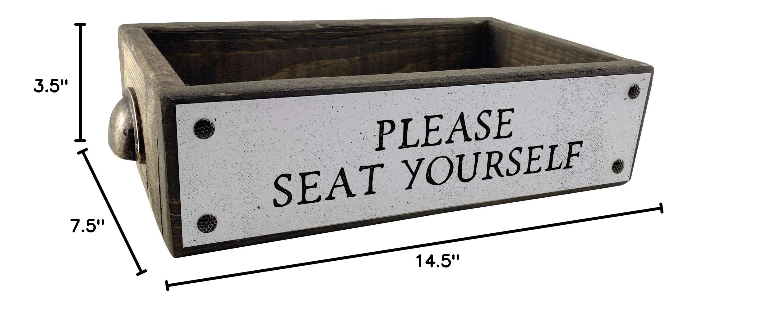 ANVEVO Please Seat Yourself - Rustic Farmhouse Bathroom Decor Box with Funny Sayings - Wooden Toilet Paper Holder & Diaper Caddy - Perfect for Farmhouse Style Bathrooms & Baby Nurseries