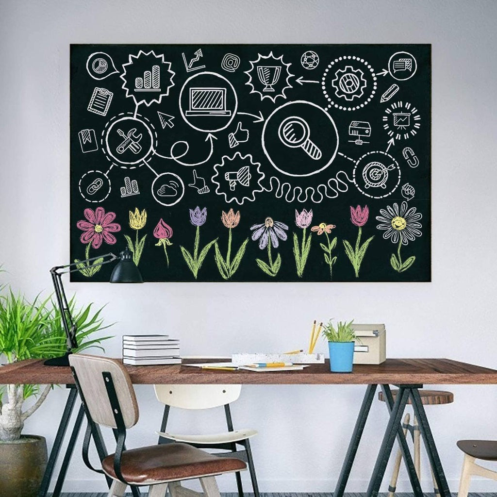 Self-Adhesive Blackboard Sticker Wall Decal - Removable Chalkboard for Home Study, School & Office - Perfect for Kids' Rooms, Kitchen Notes, and Classroom Learning