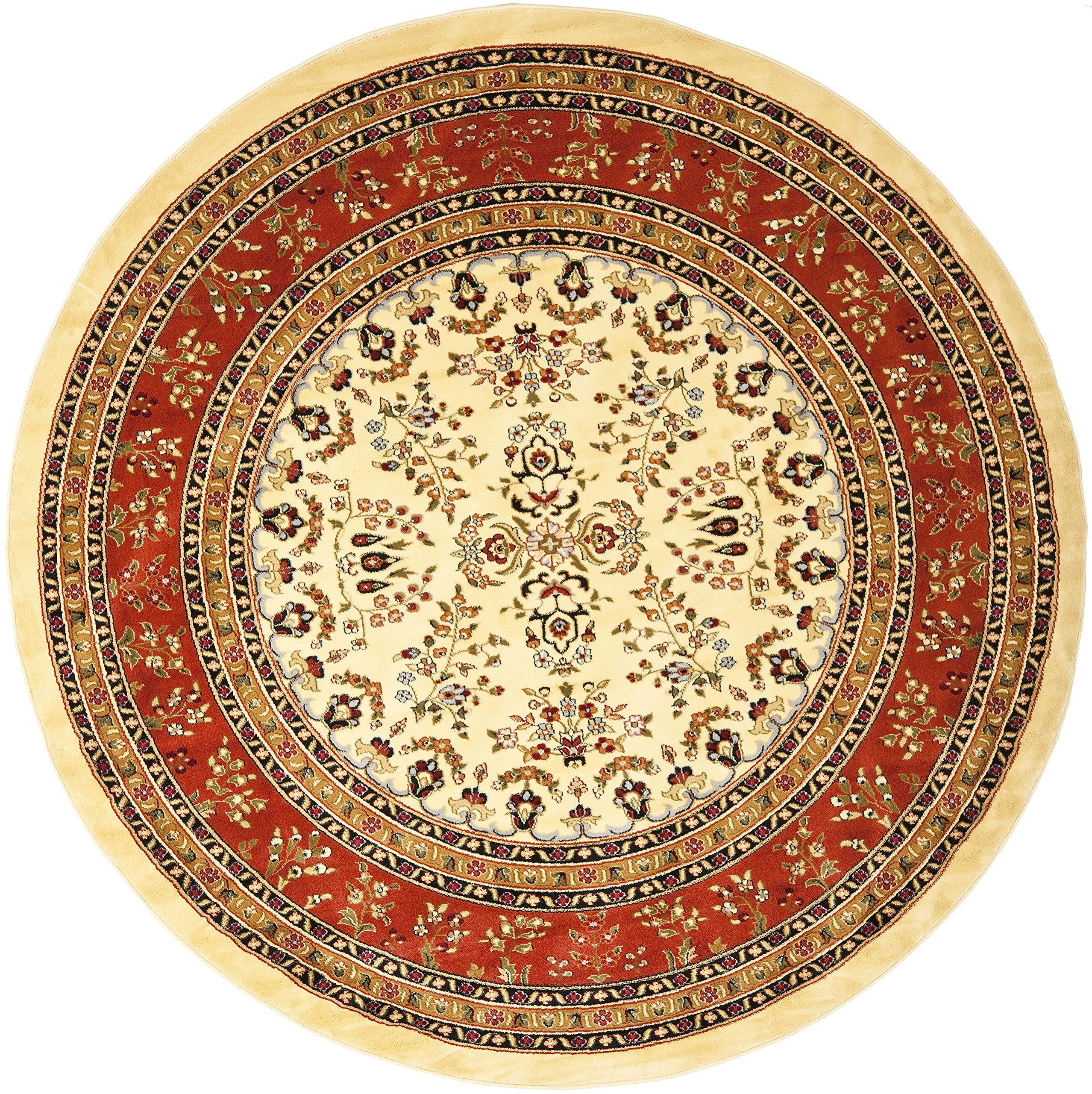 SAFAVIEH Lyndhurst Collection 8' Round Ivory/Rust Oriental Rug - Non-Shedding Traditional Design for Dining Room, Living Room, Bedroom & Entryway | Perfect for Home Decor & High Traffic Areas