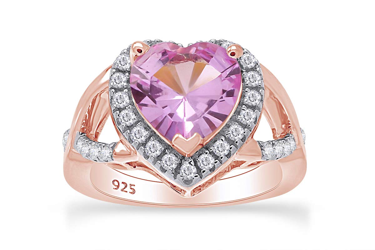 925 Sterling Silver Simulated Tourmaline Heart Cross Ring for Women - Elegant Jewelry Gift for Valentine's Day, Anniversary & Special Occasions