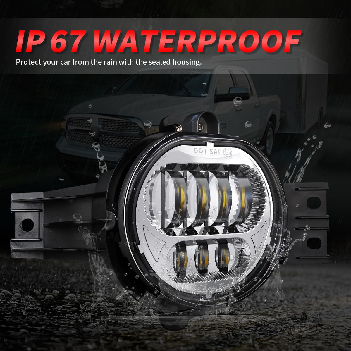 Upgraded LED Fog Lights for Dodge Ram 1500 2500 3500 (2002-2008) & Durango (2004-2006) - Chrome Pair for Driver & Passenger Side - Enhanced Visibility for Off-Roading & Night Driving