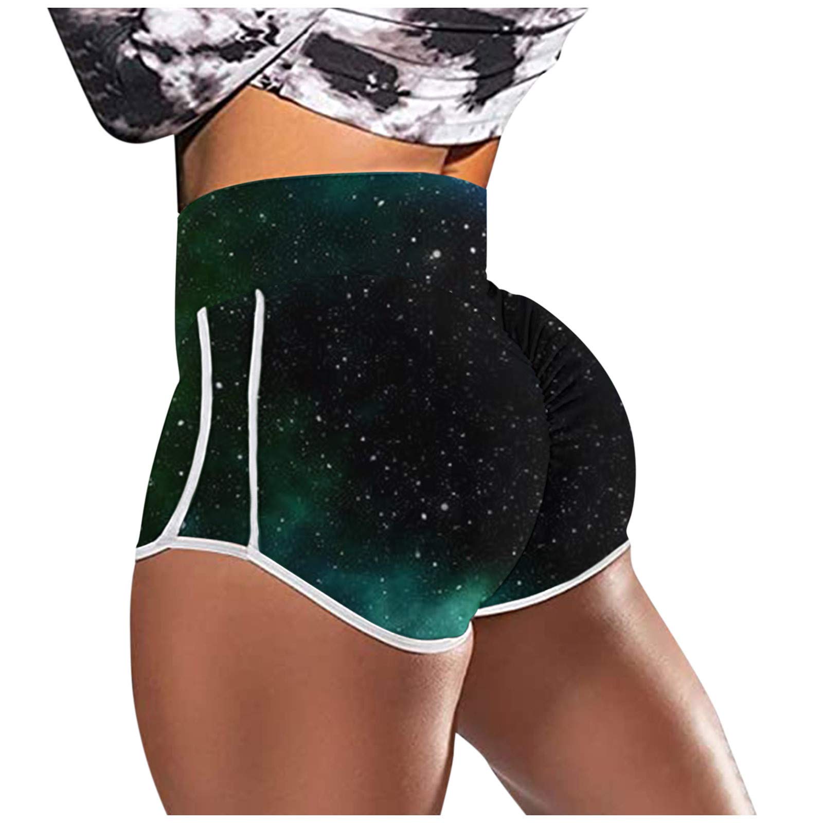 Women's High Waist Running Shorts - Stretchy Yoga Leggings with Printed Design for Workout, Gym & Active Lifestyle